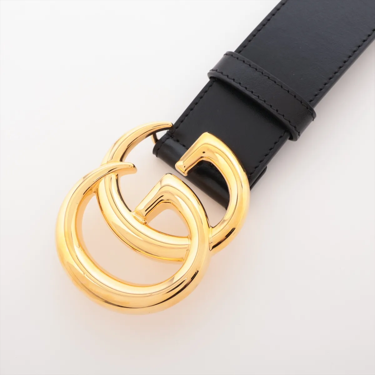 406831 GG Marmont Belt 80 Leather x GP Black x Gold — view 2