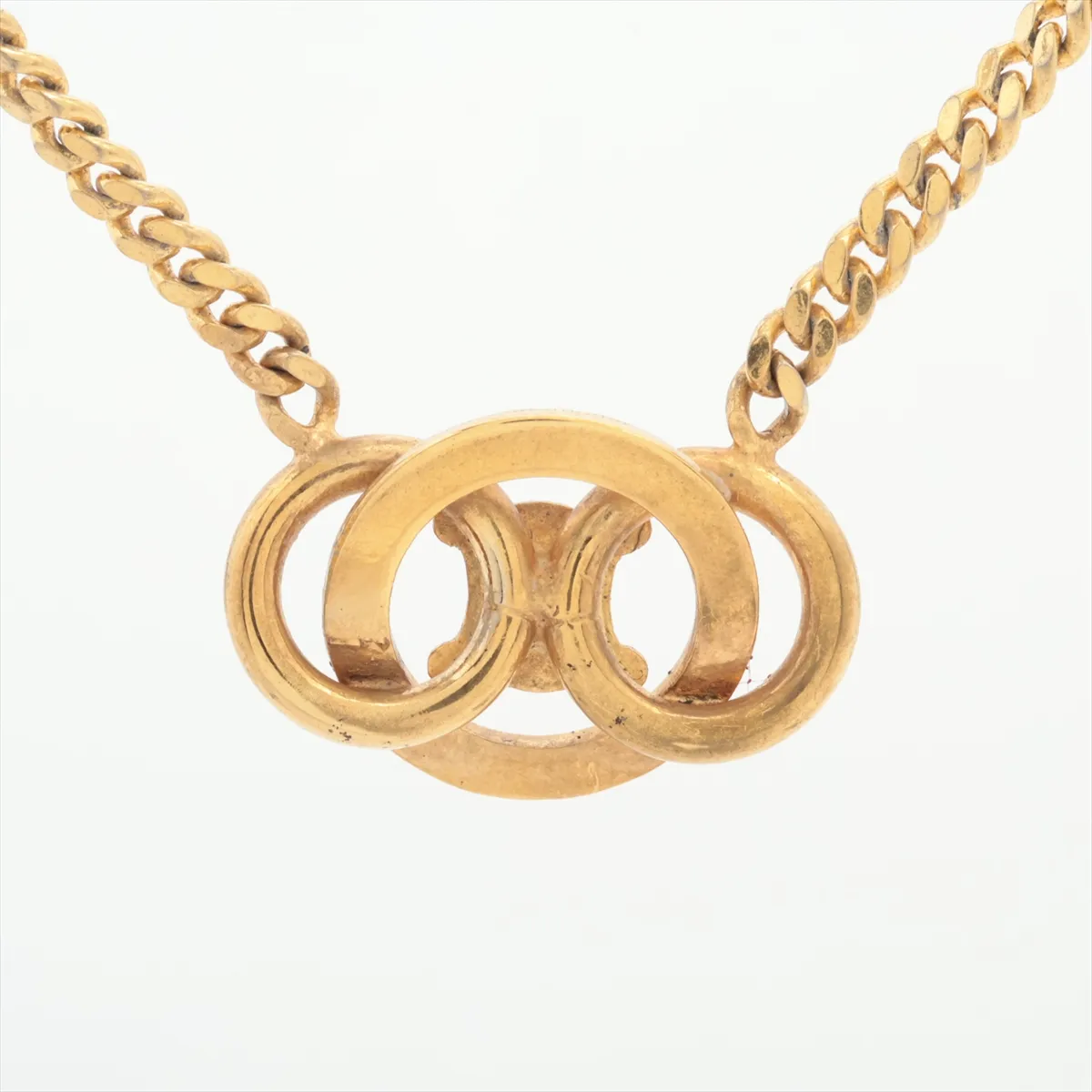 Macadam Necklace, GP x Rhinestone, Gold. Shows signs of wear, — view 2