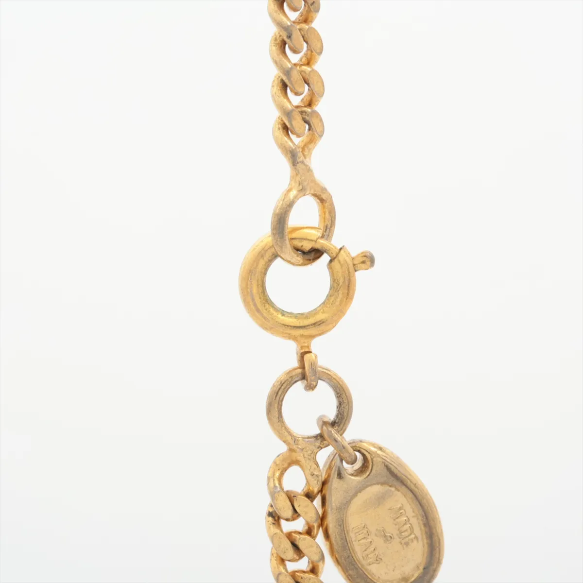 Macadam Necklace, GP x Rhinestone, Gold. Shows signs of wear, — view 3