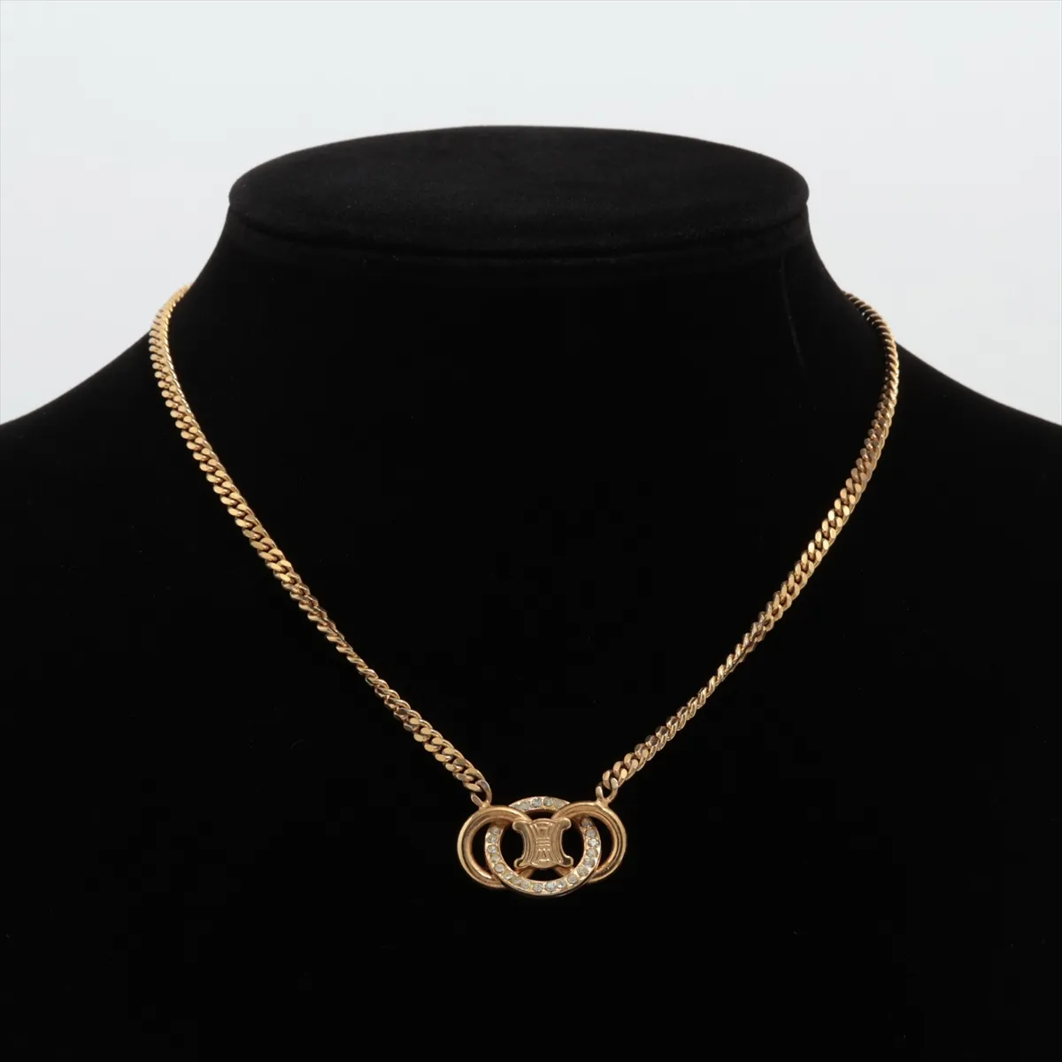 Macadam Necklace, GP x Rhinestone, Gold. Shows signs of wear, — view 5
