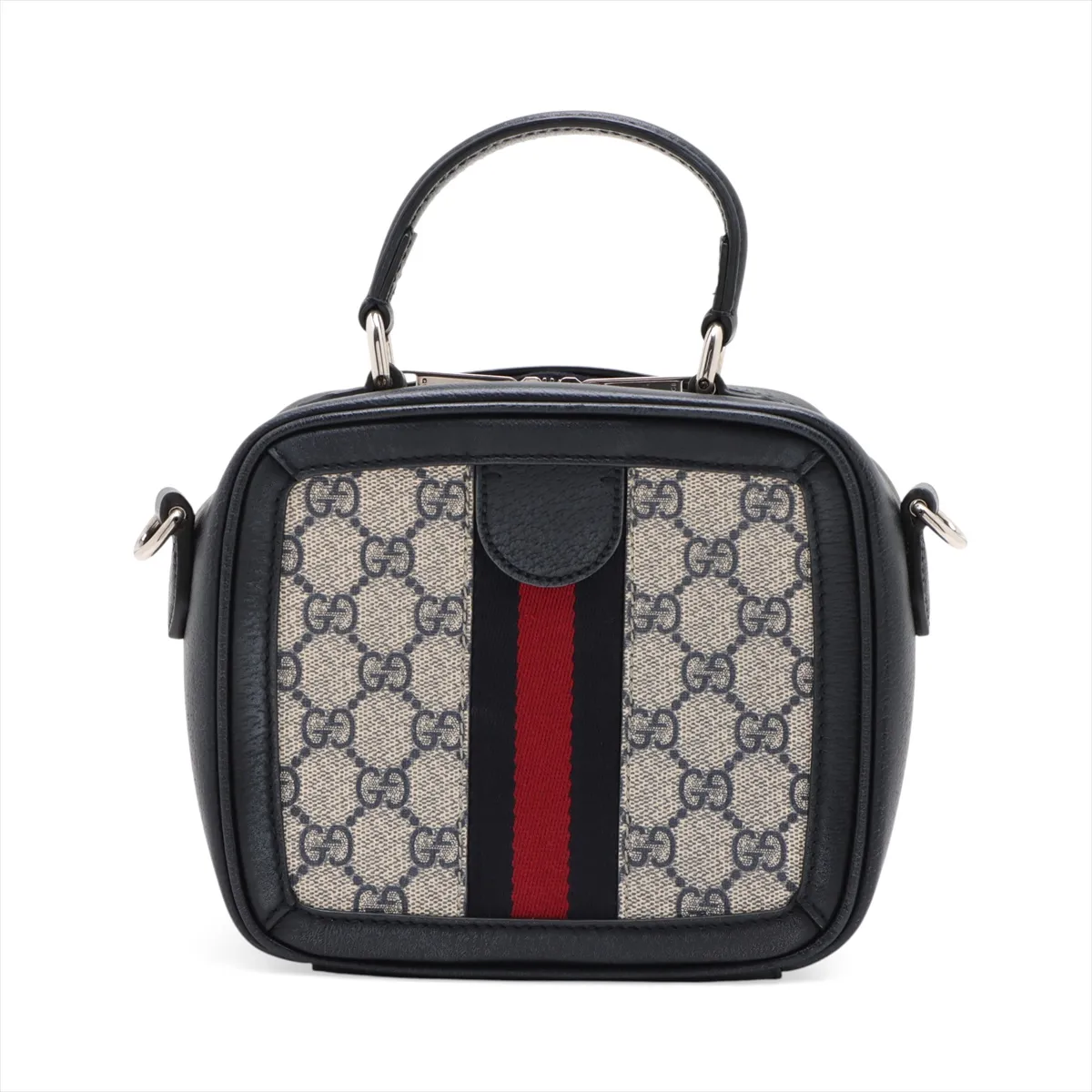 GG Supreme Ophidia PVC x Leather 2WAY Handbag Navy x Beige 772157 — view 2