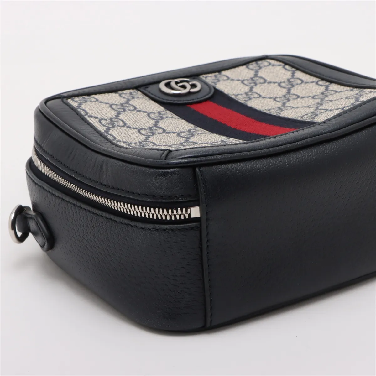 GG Supreme Ophidia PVC x Leather 2WAY Handbag Navy x Beige 772157 — view 4