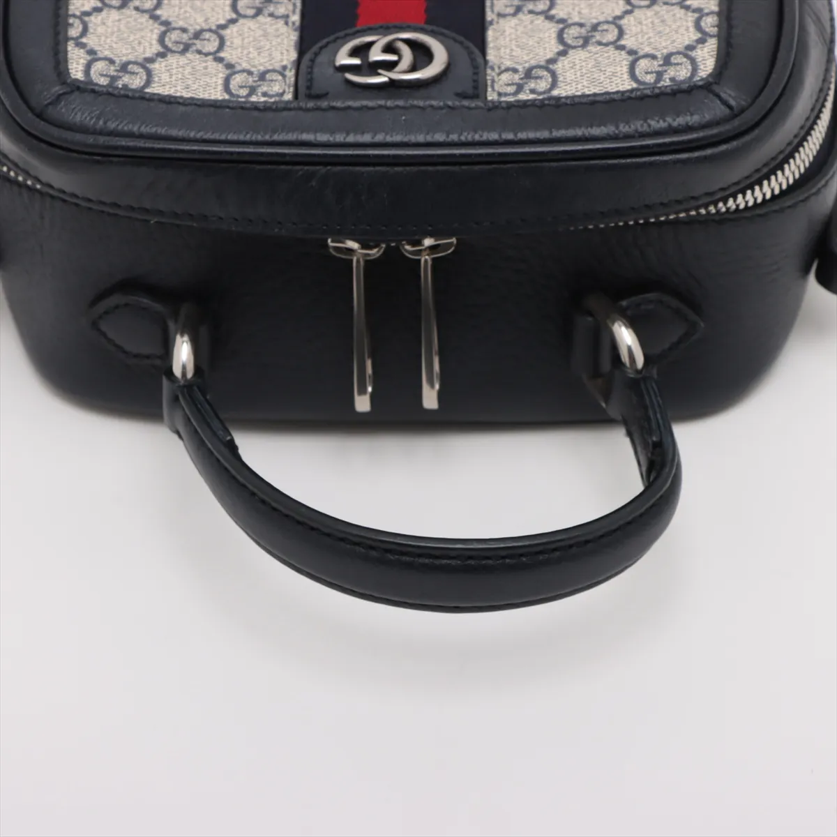 GG Supreme Ophidia PVC x Leather 2WAY Handbag Navy x Beige 772157 — view 5