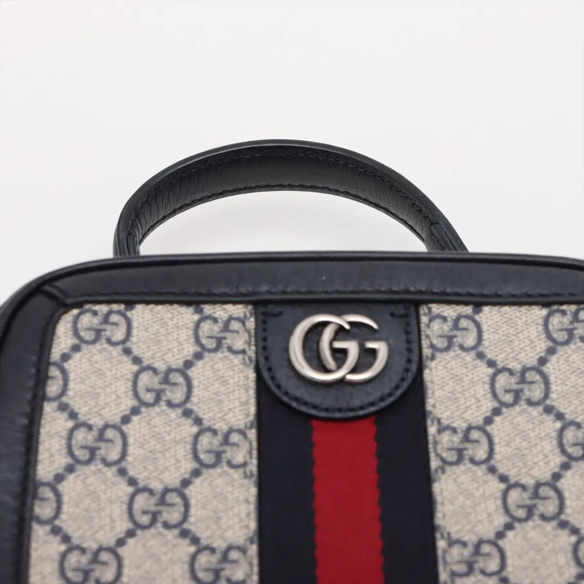GG Supreme Ophidia PVC x Leather 2WAY Handbag Navy x Beige 772157 — view 6