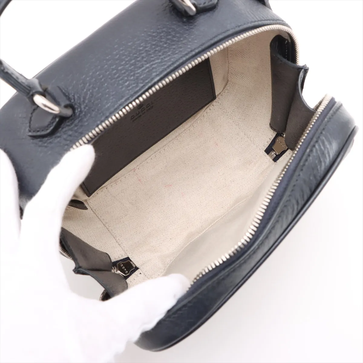 GG Supreme Ophidia PVC x Leather 2WAY Handbag Navy x Beige 772157 — view 8