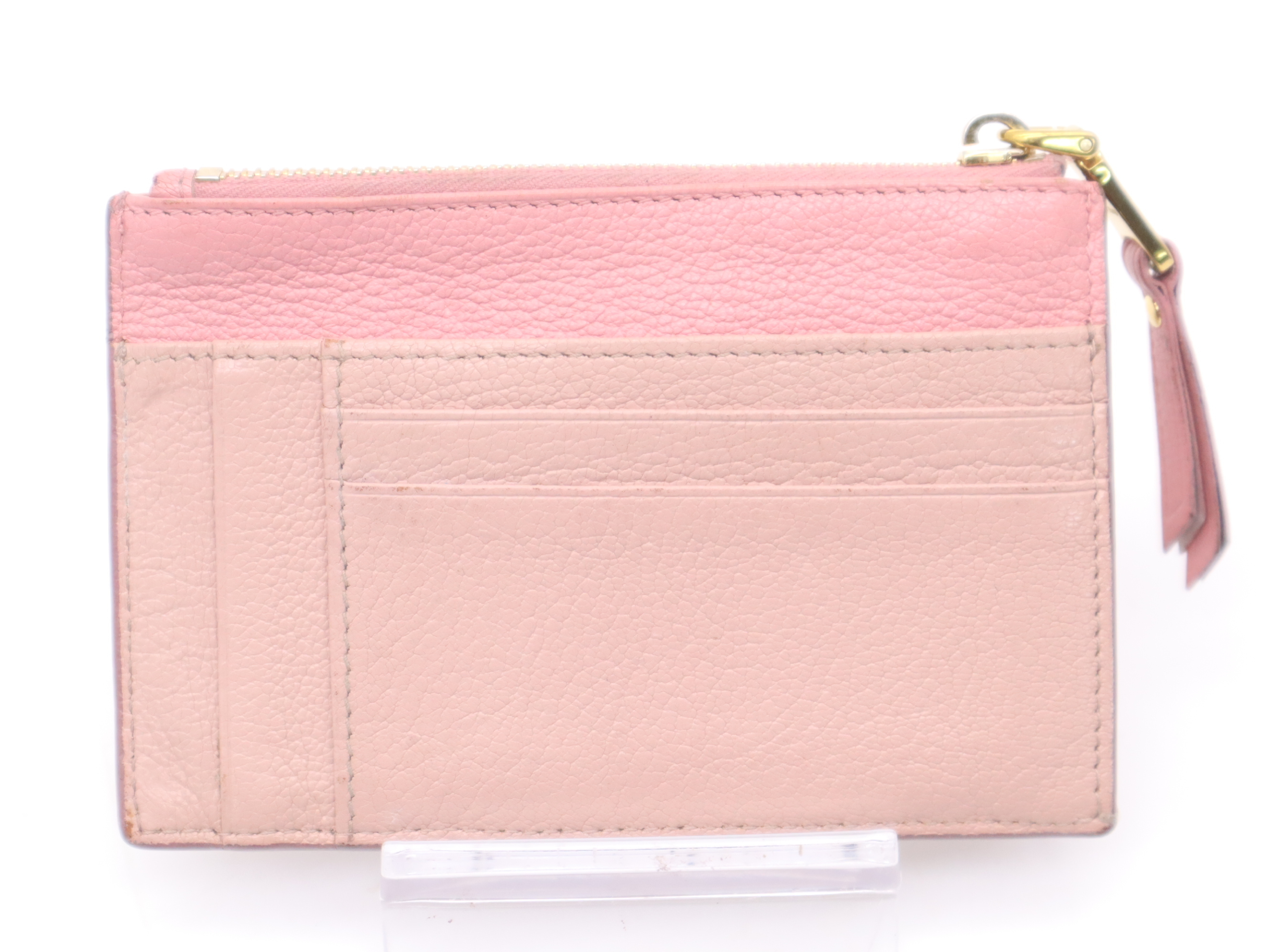 Leather Card Case, Pink, Gold Hardware, with Guarantee Card, Card Case — view 2