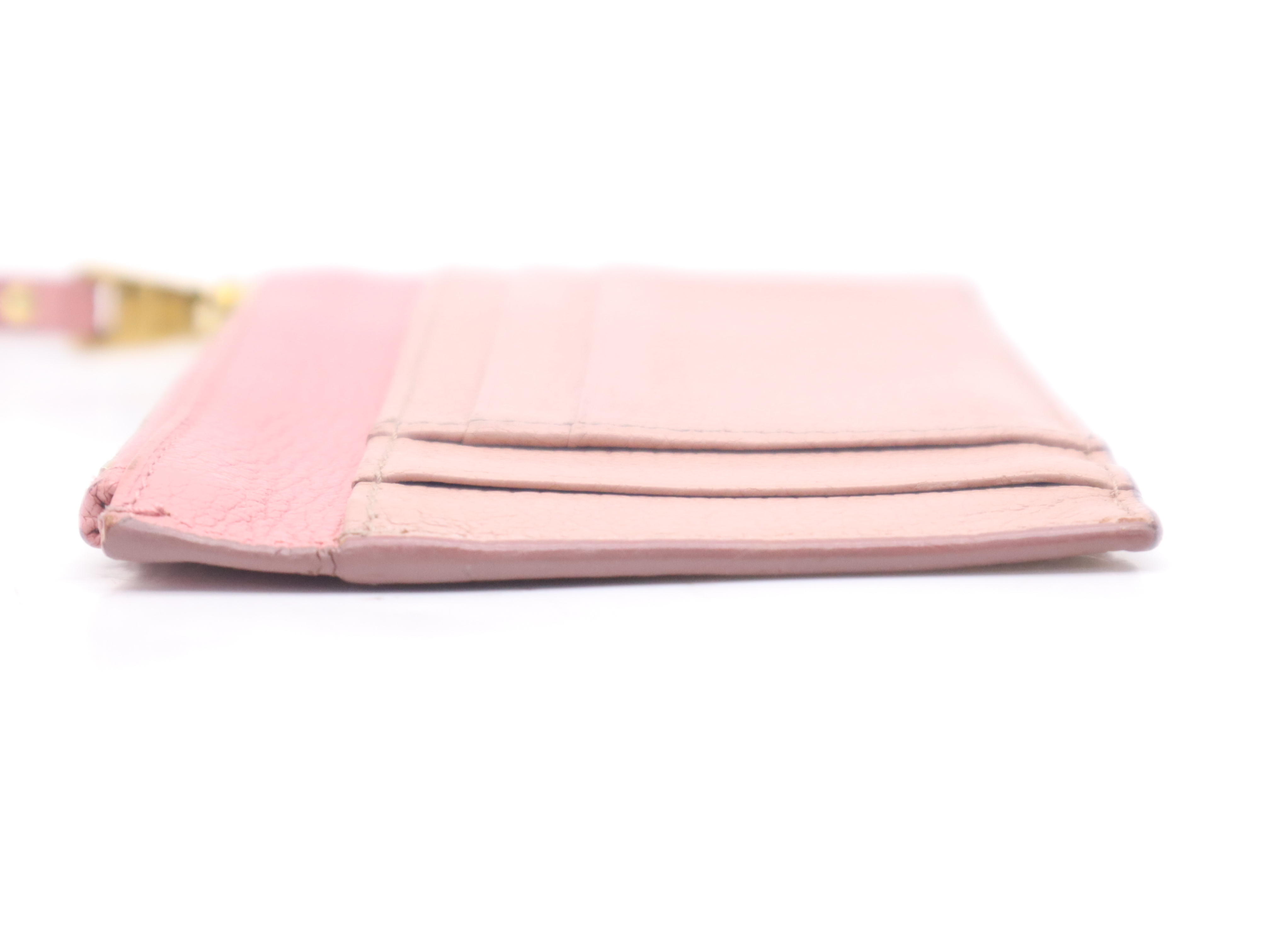 Leather Card Case, Pink, Gold Hardware, with Guarantee Card, Card Case — view 3