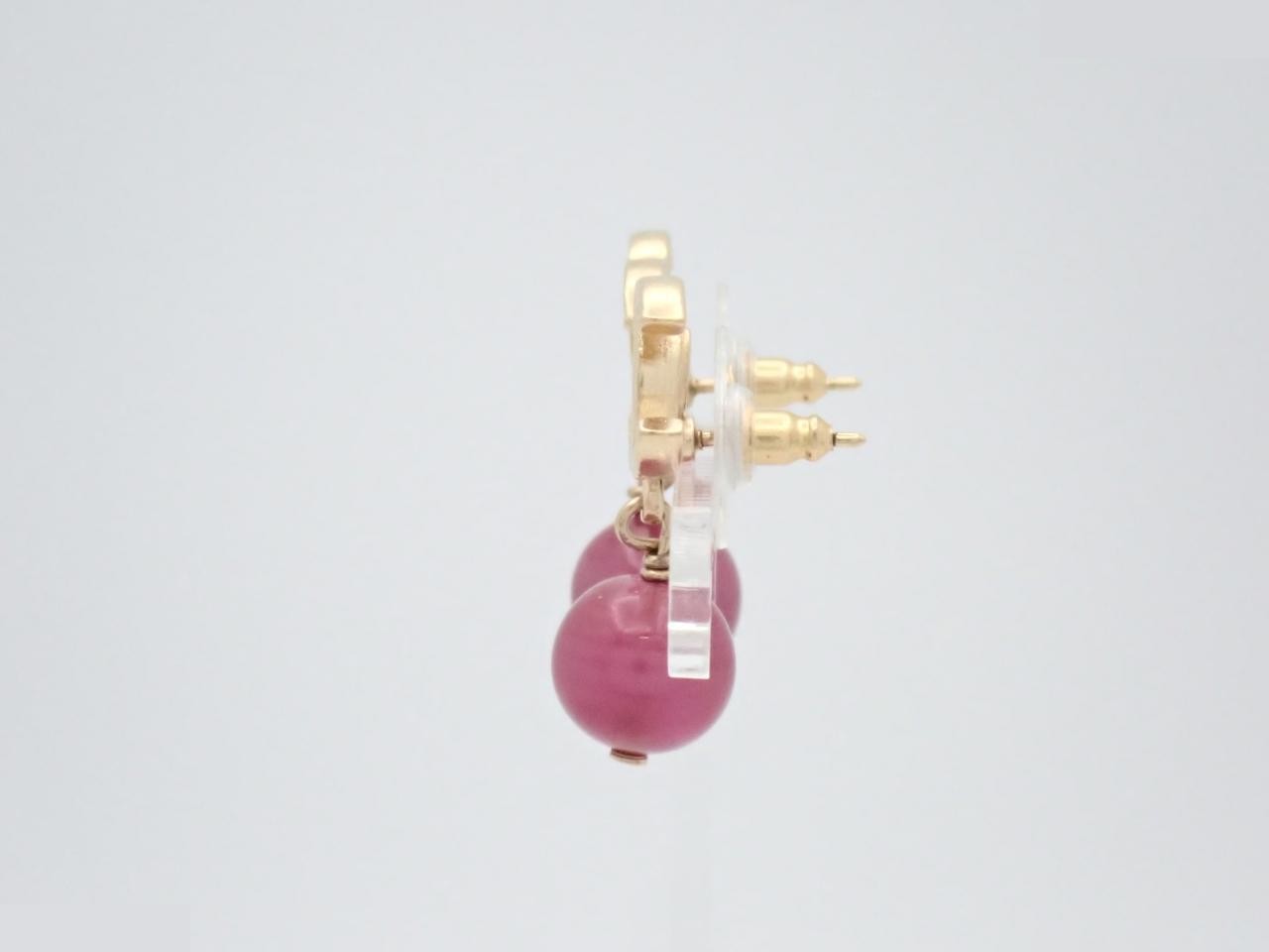 earrings, model 07A, Coco Mark, purple pearl, gold, 2.8 cm in height. — view 3