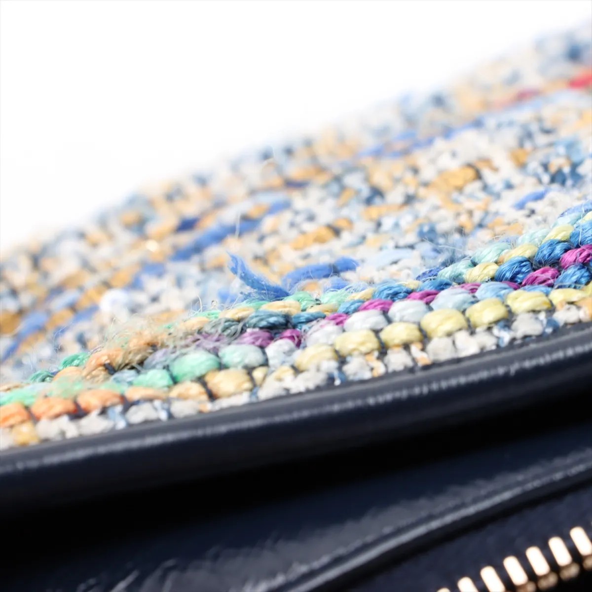 Gabriel de Chanel tweed x leather chain shoulder bag navy gold x silver hardware 25280869 25th series — view 10