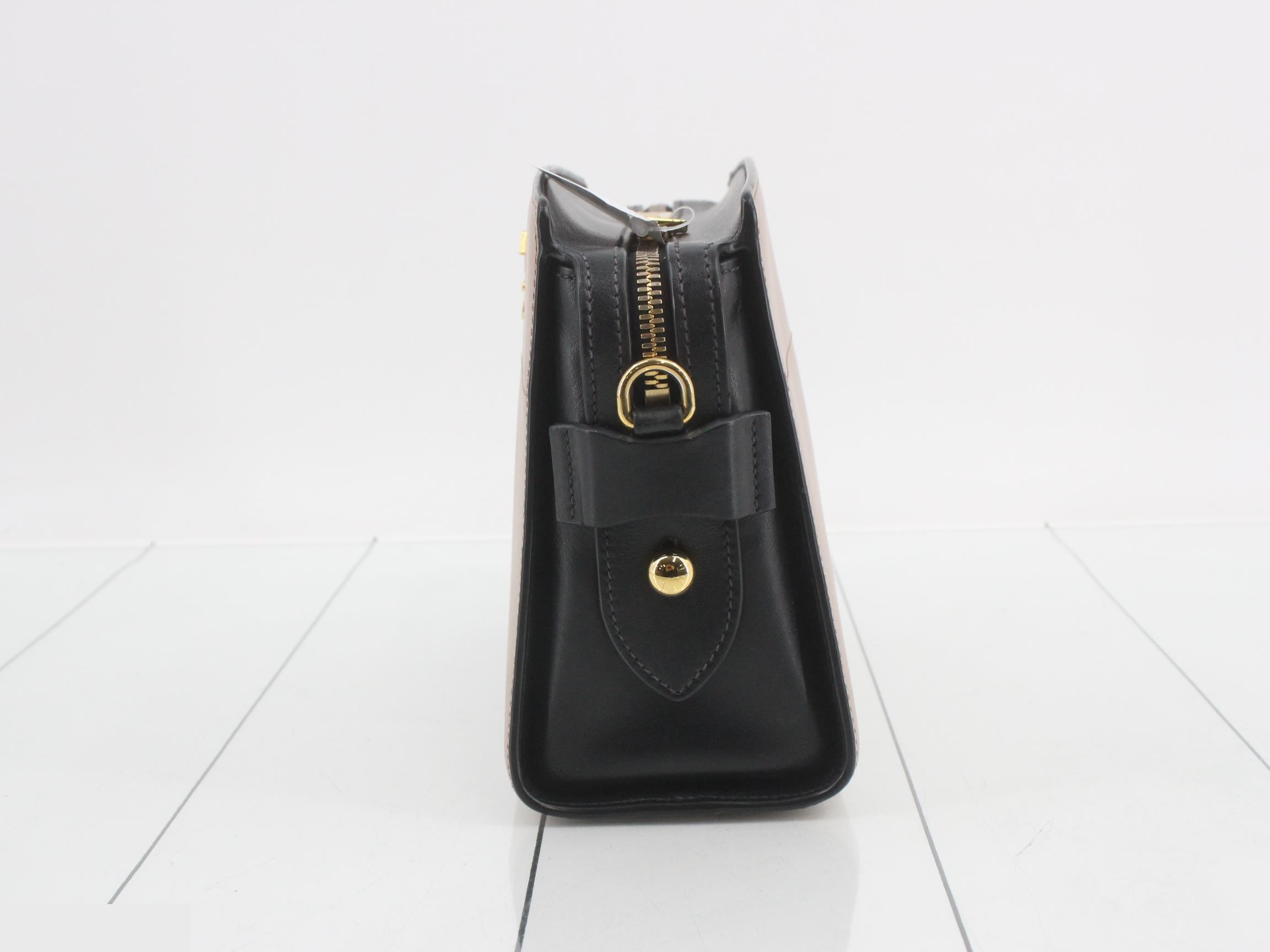 1BH104 Logo Shoulder Bag, Saffiano Leather, Beige — view 3