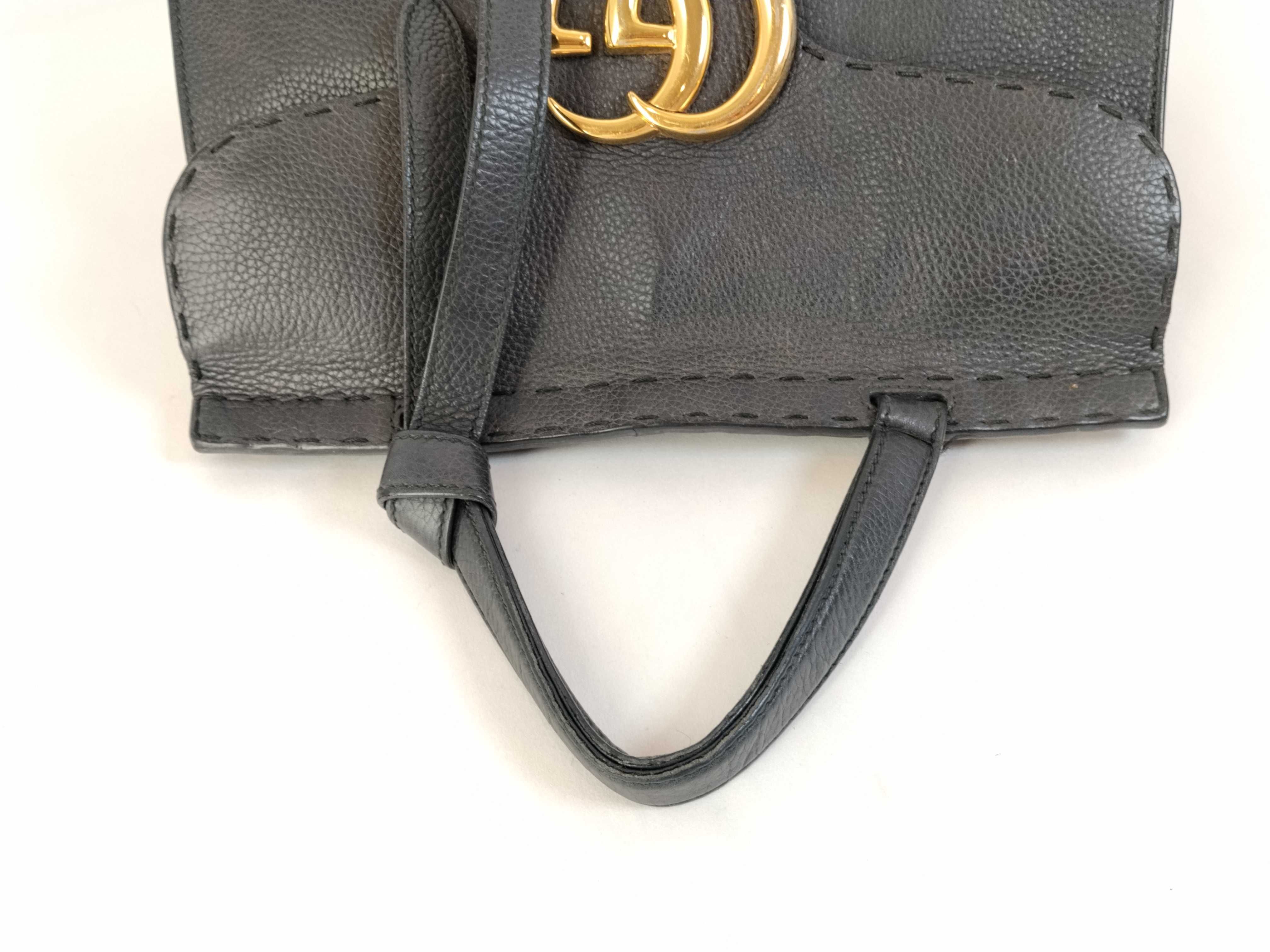 TH-421890 GG Marmont Top Handle Leather Black 2-Way Bag Handbag — view 3