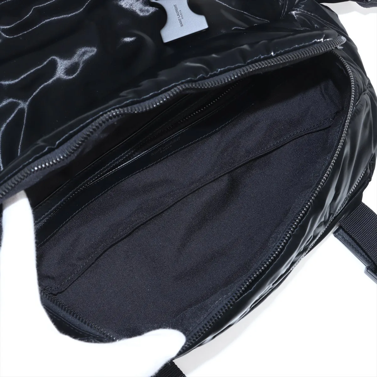 Embroidered Nylon x Leather Body Bag Black 758258 — view 6