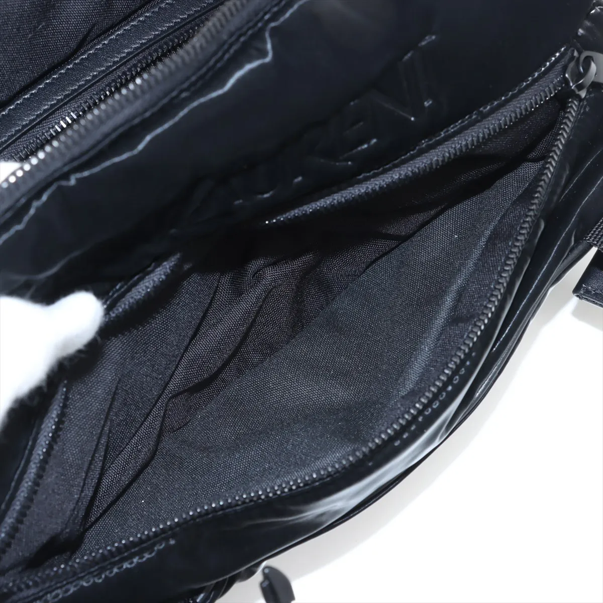Embroidered Nylon x Leather Body Bag Black 758258 — view 8
