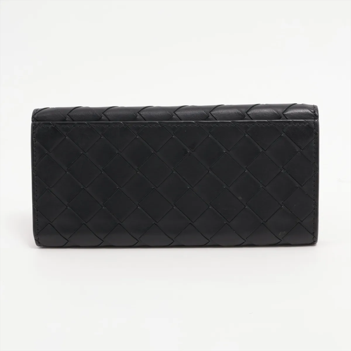 Intrecciato Leather Long Wallet Black — view 2