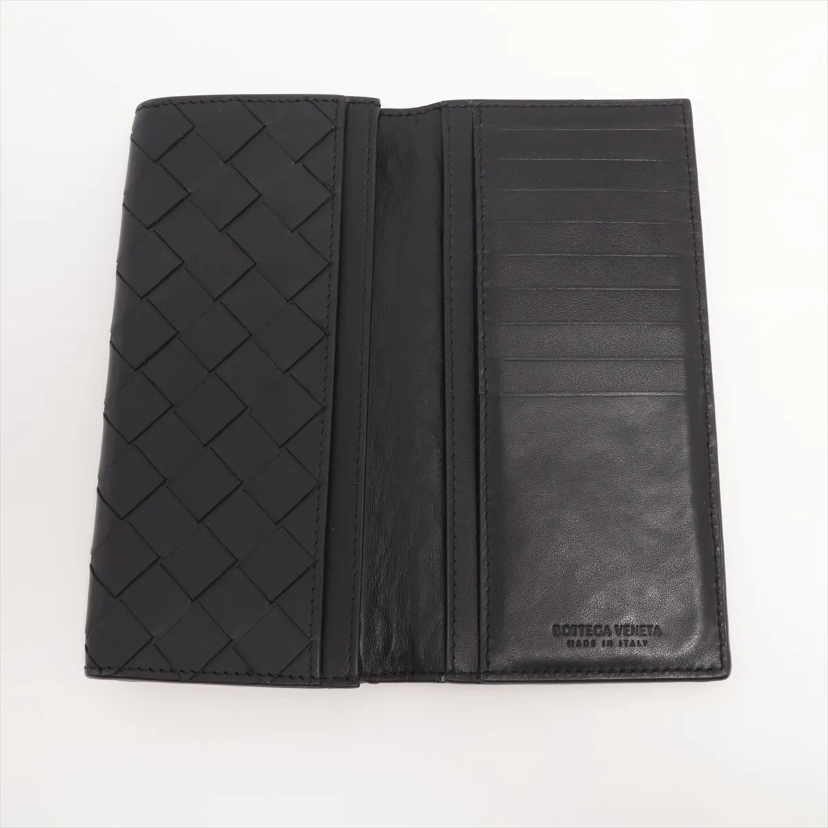 Intrecciato Leather Long Wallet Black — view 3