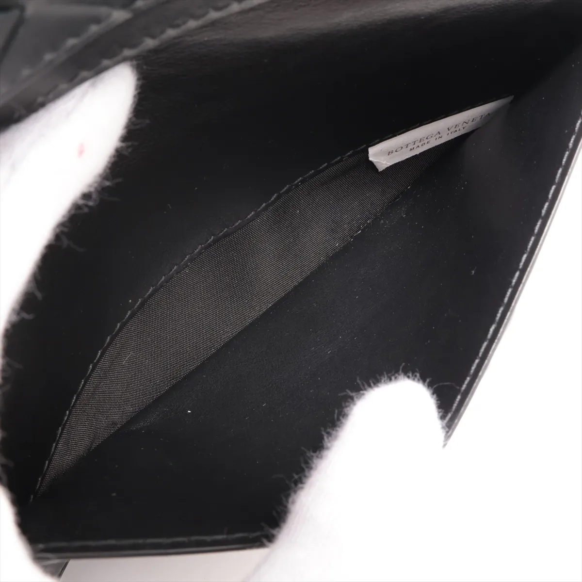 Intrecciato Leather Long Wallet Black — view 6