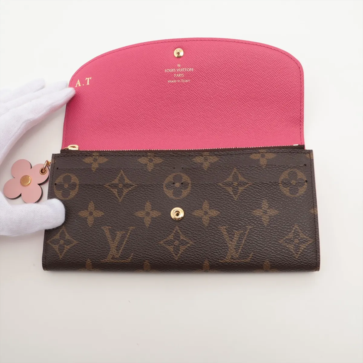Monogram Portefeuille Emilie M64202 CA4127 Hot Pink Long Wallet with Initials — view 3