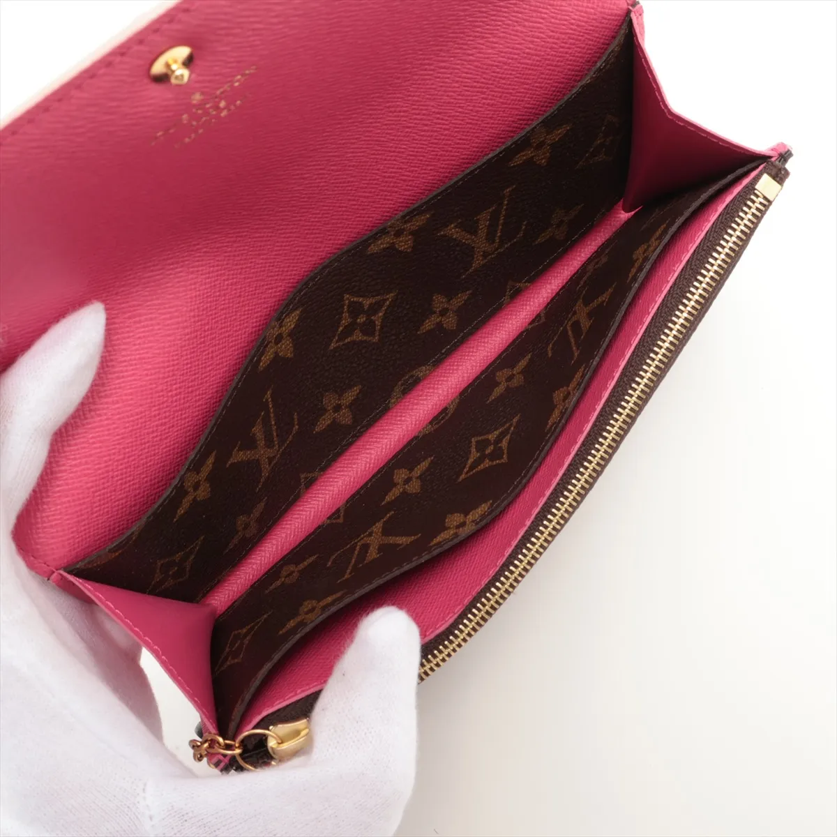 Monogram Portefeuille Emilie M64202 CA4127 Hot Pink Long Wallet with Initials — view 4