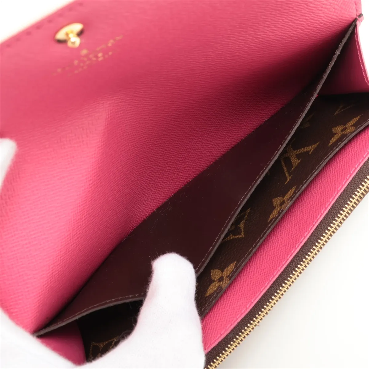 Monogram Portefeuille Emilie M64202 CA4127 Hot Pink Long Wallet with Initials — view 5