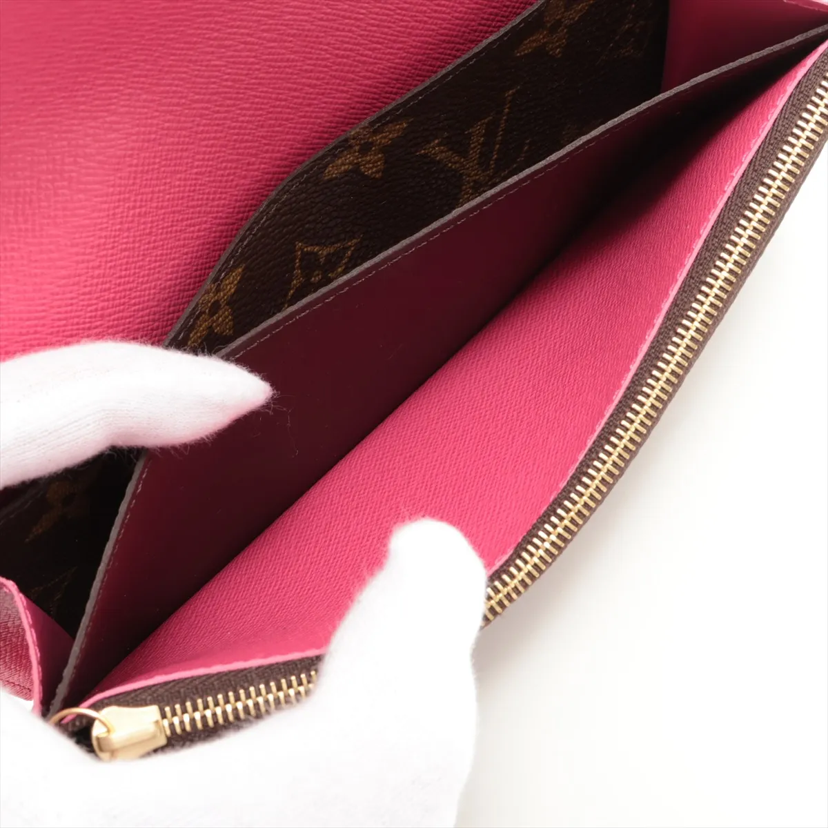 Monogram Portefeuille Emilie M64202 CA4127 Hot Pink Long Wallet with Initials — view 6