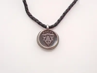necklace, 925 sterling silver/cord, total weight 14.0g, crest.