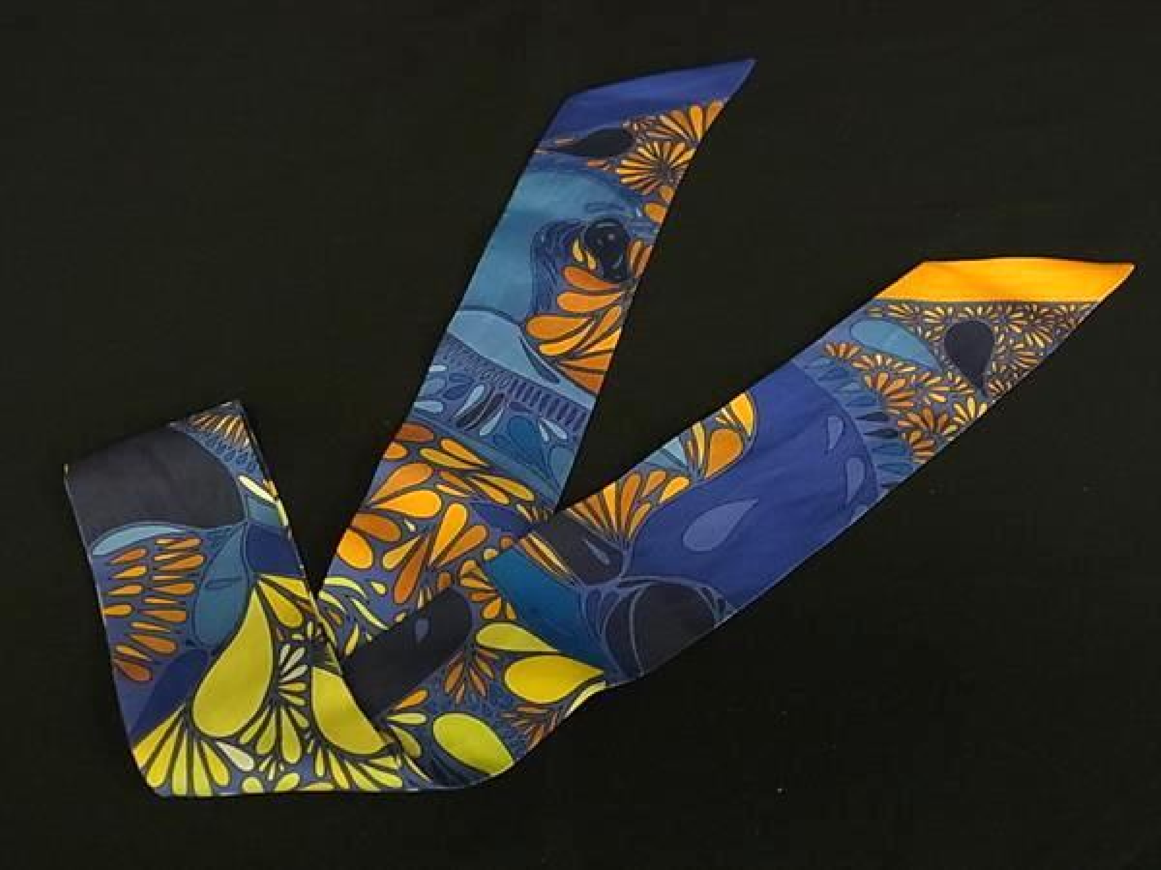 MILLEFLEURS DU MEXIQUE [Mexican Flower] Twilly Ribbon Scarf Ladies Blue x Multicolor FQ9228 Other accessories — view 2
