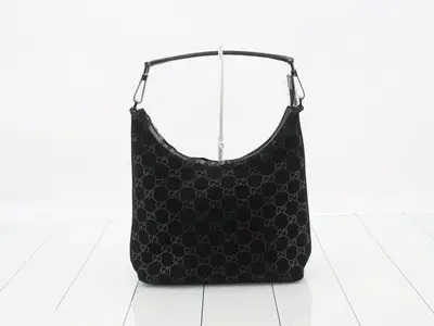 GG suede handbag, one-shoulder style, Tom Ford era.