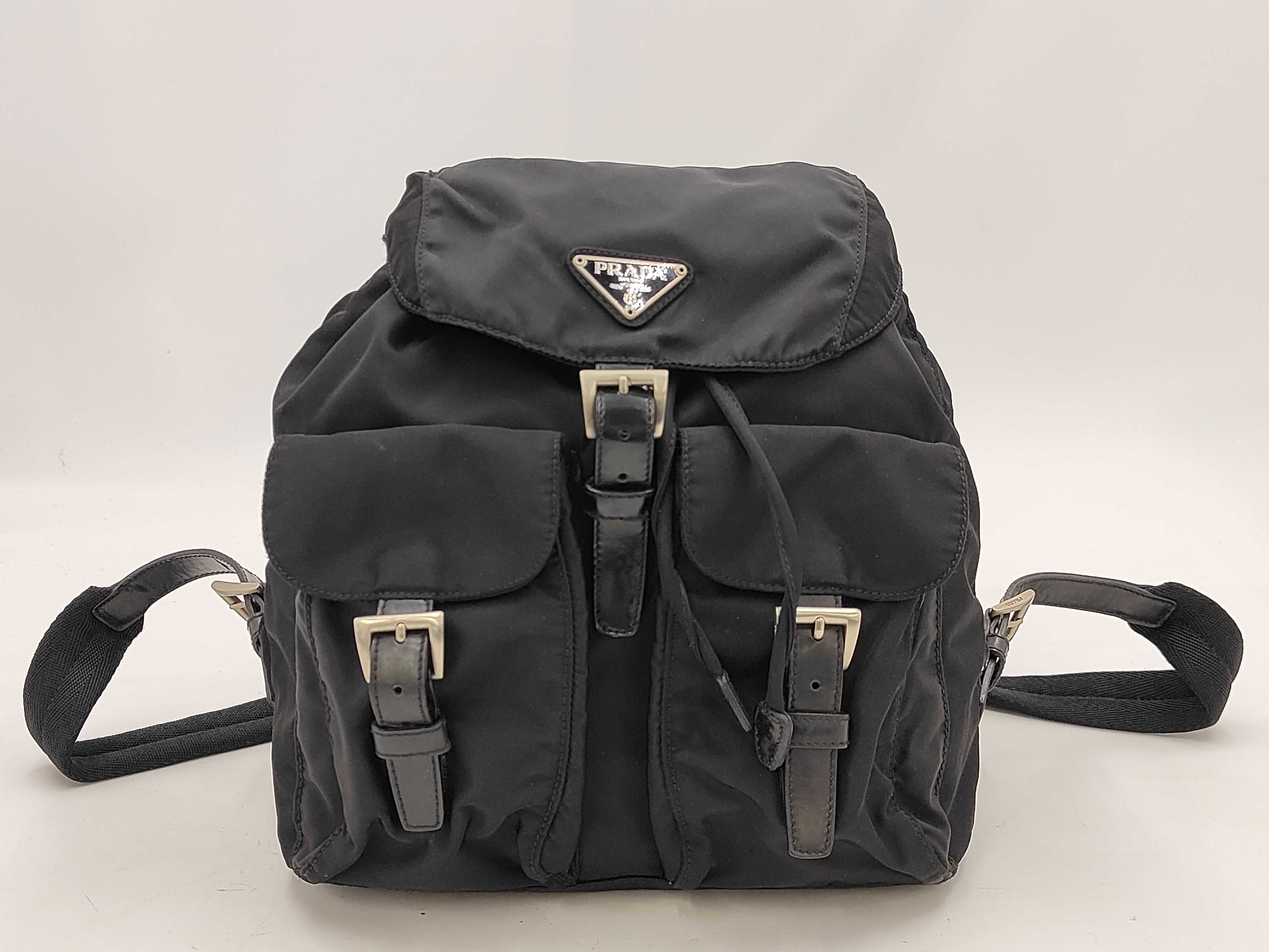 Nylon Triangle Logo Black Backpack