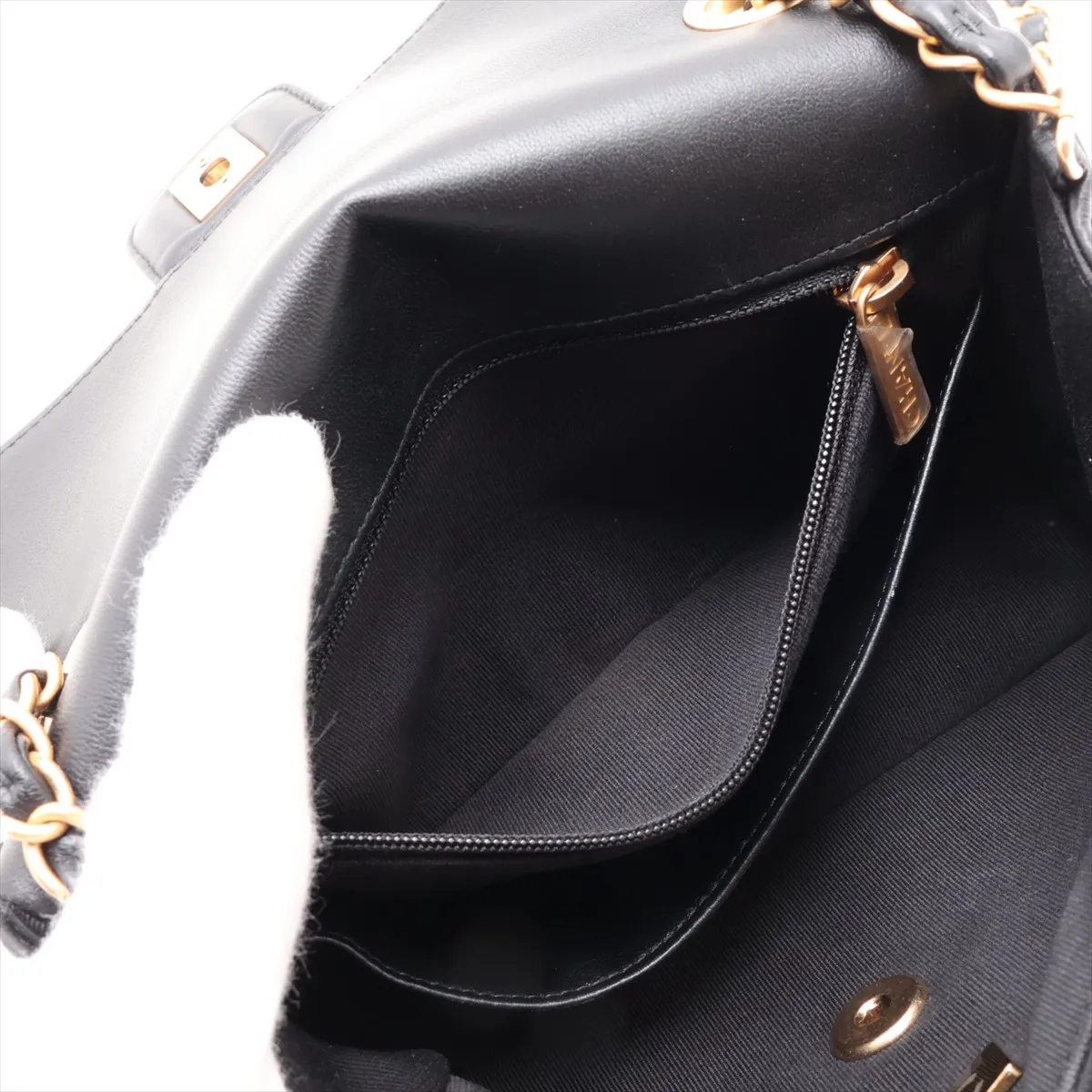 Mini Matelassé Lambskin Single Flap Single Chain Bag Charm, Black with Gold Hardware, KJX6LTP7, Random Plate — view 7
