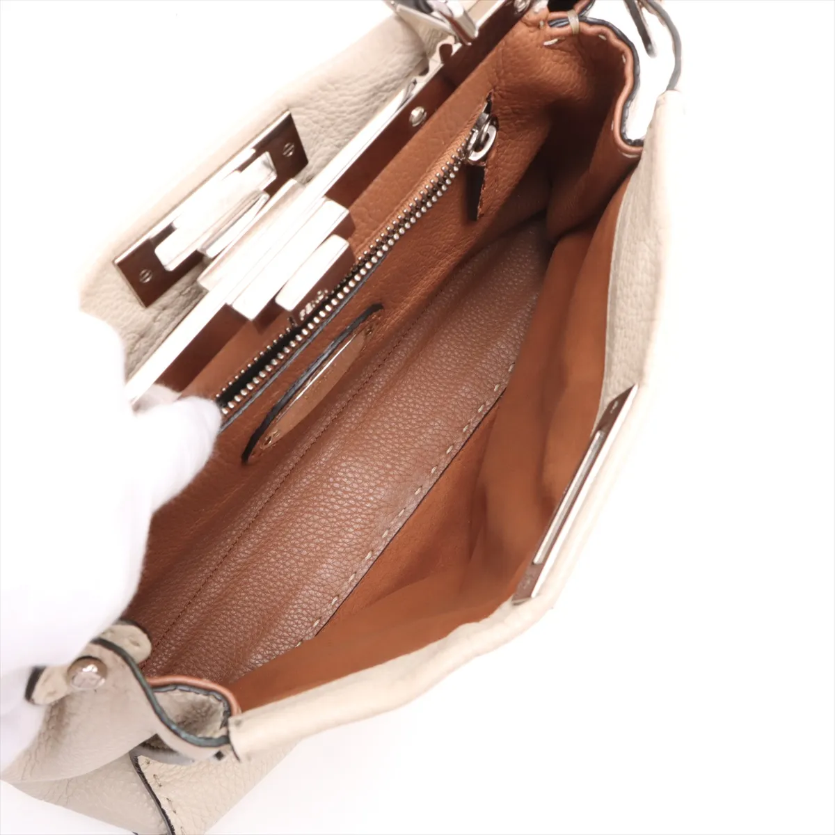 Peekaboo Regular Selleria Leather 2WAY Handbag Beige 8BN290 — view 8