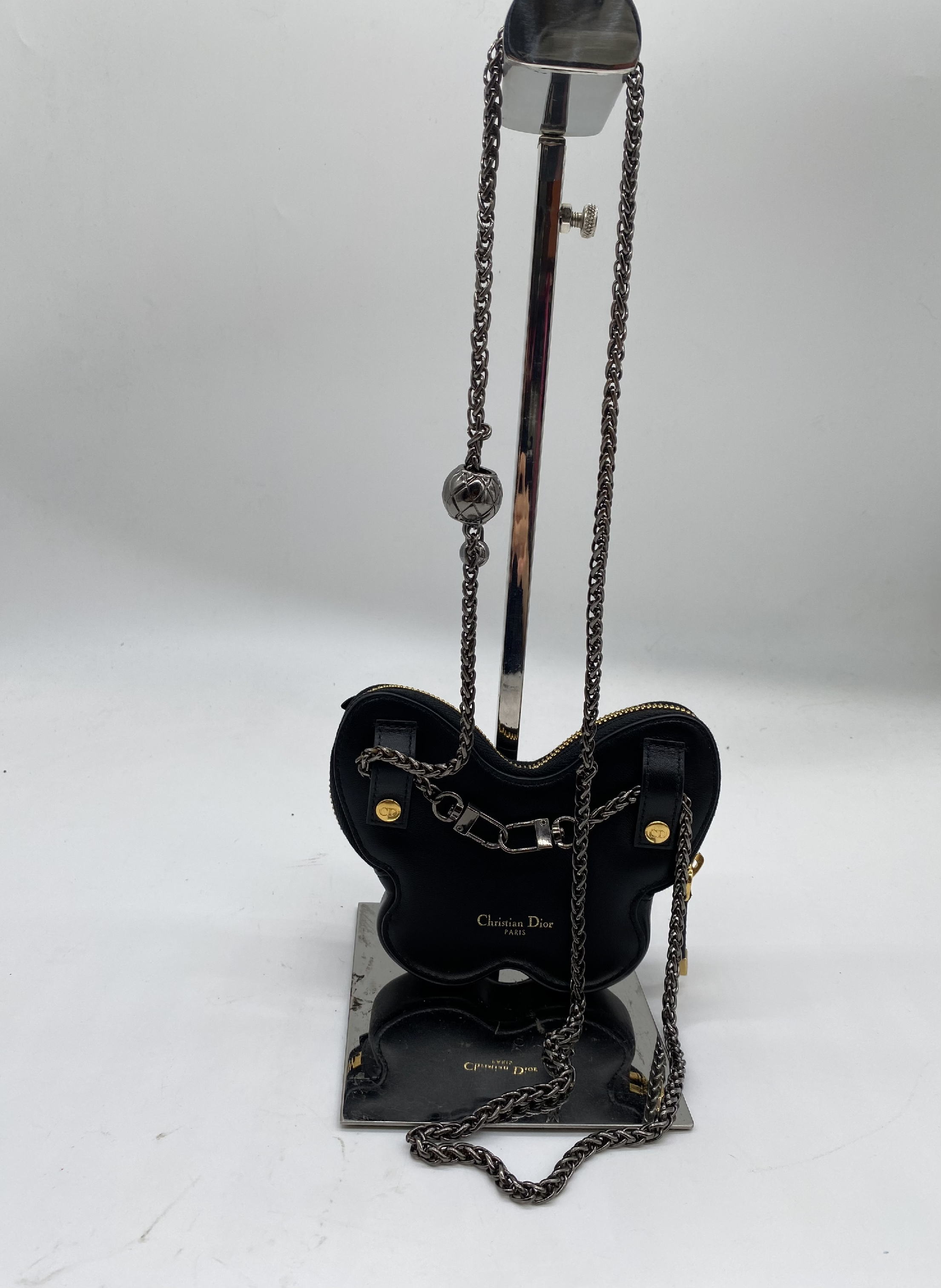 Montaigne Butterfly Black Lambskin Shoulder Bag — view 2