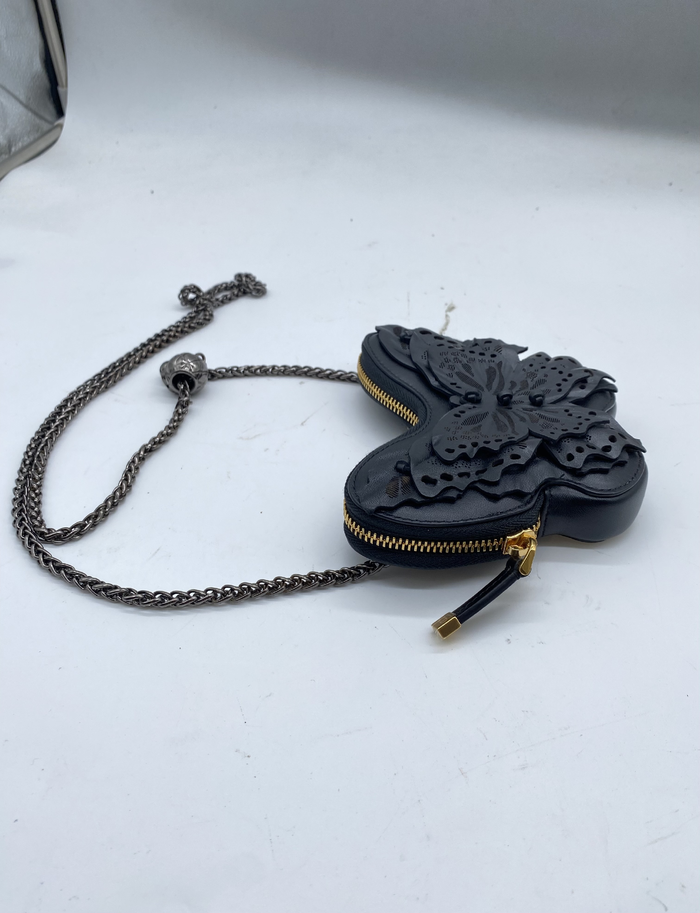 Montaigne Butterfly Black Lambskin Shoulder Bag — view 3