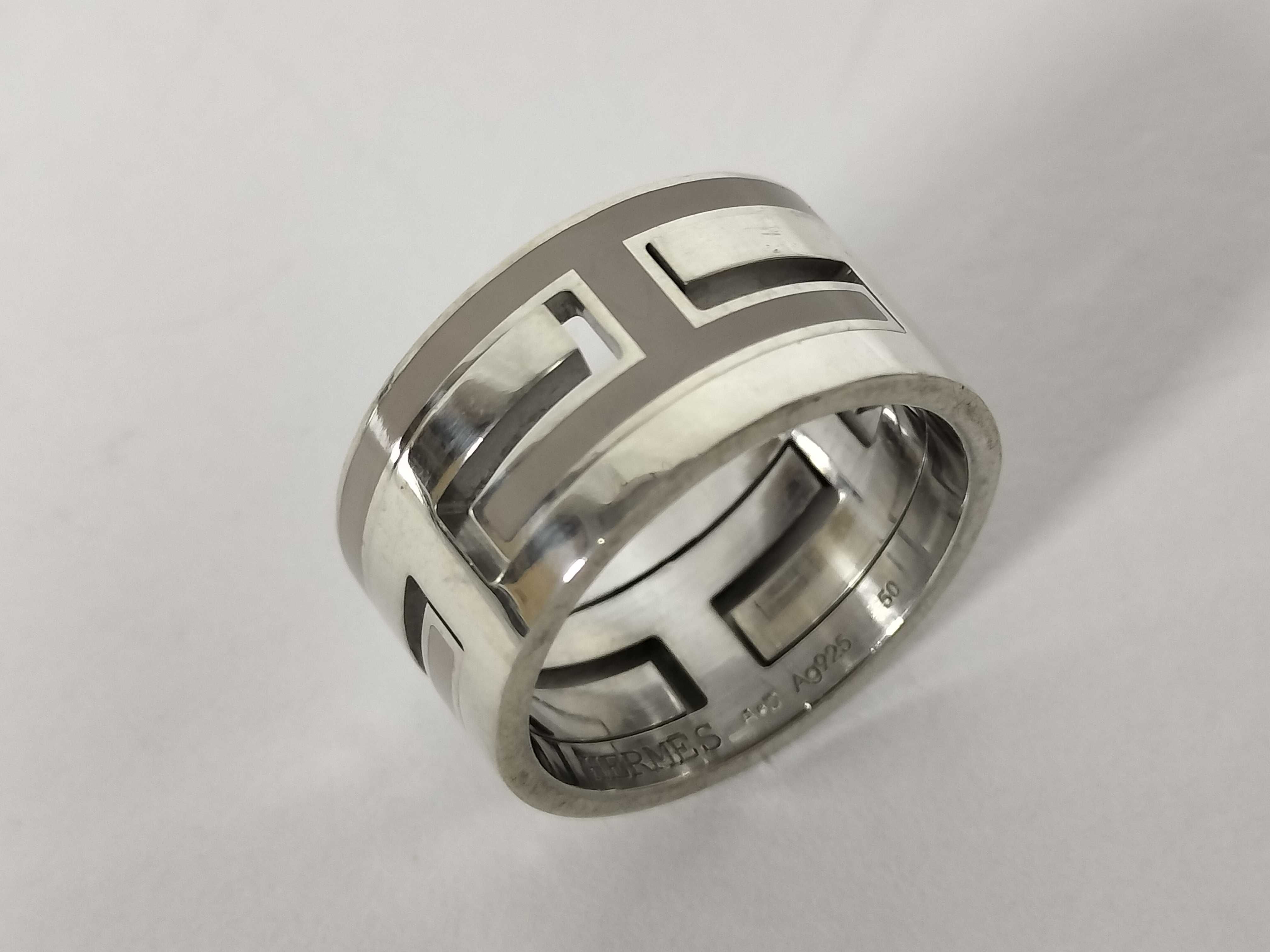Move H Ring, Silver x White Enamel Ring — view 7