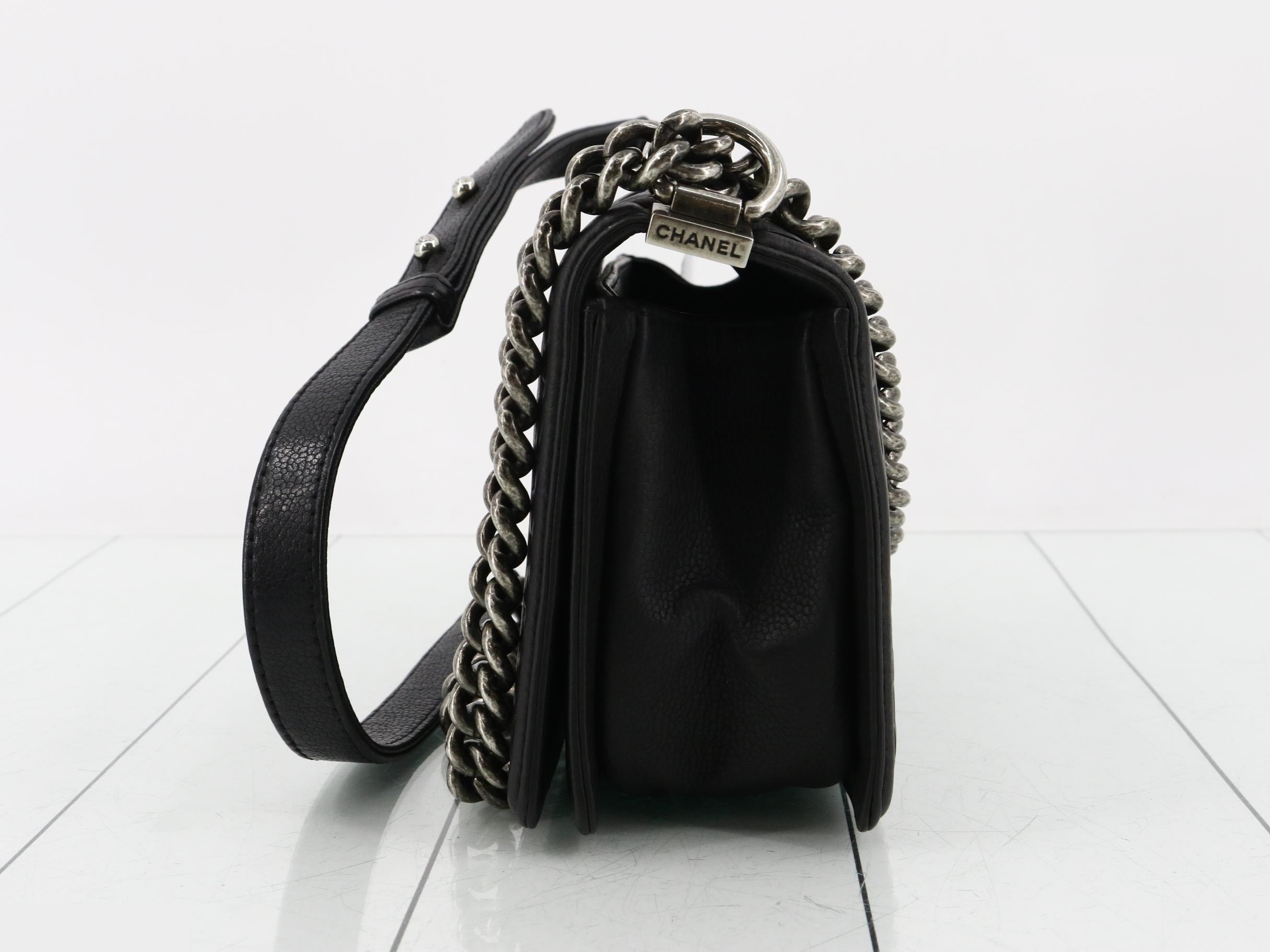Boy Chanel Caviar Skin Chain Shoulder Bag — view 3