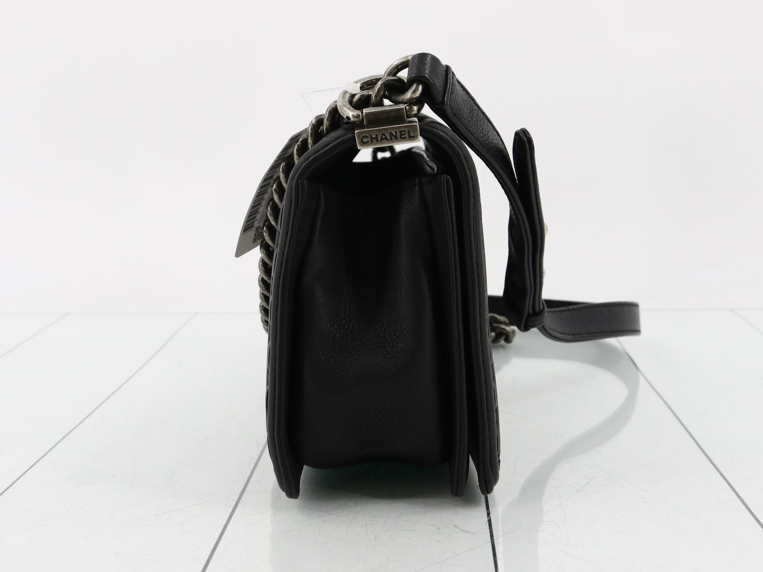 Boy Chanel Caviar Skin Chain Shoulder Bag — view 4