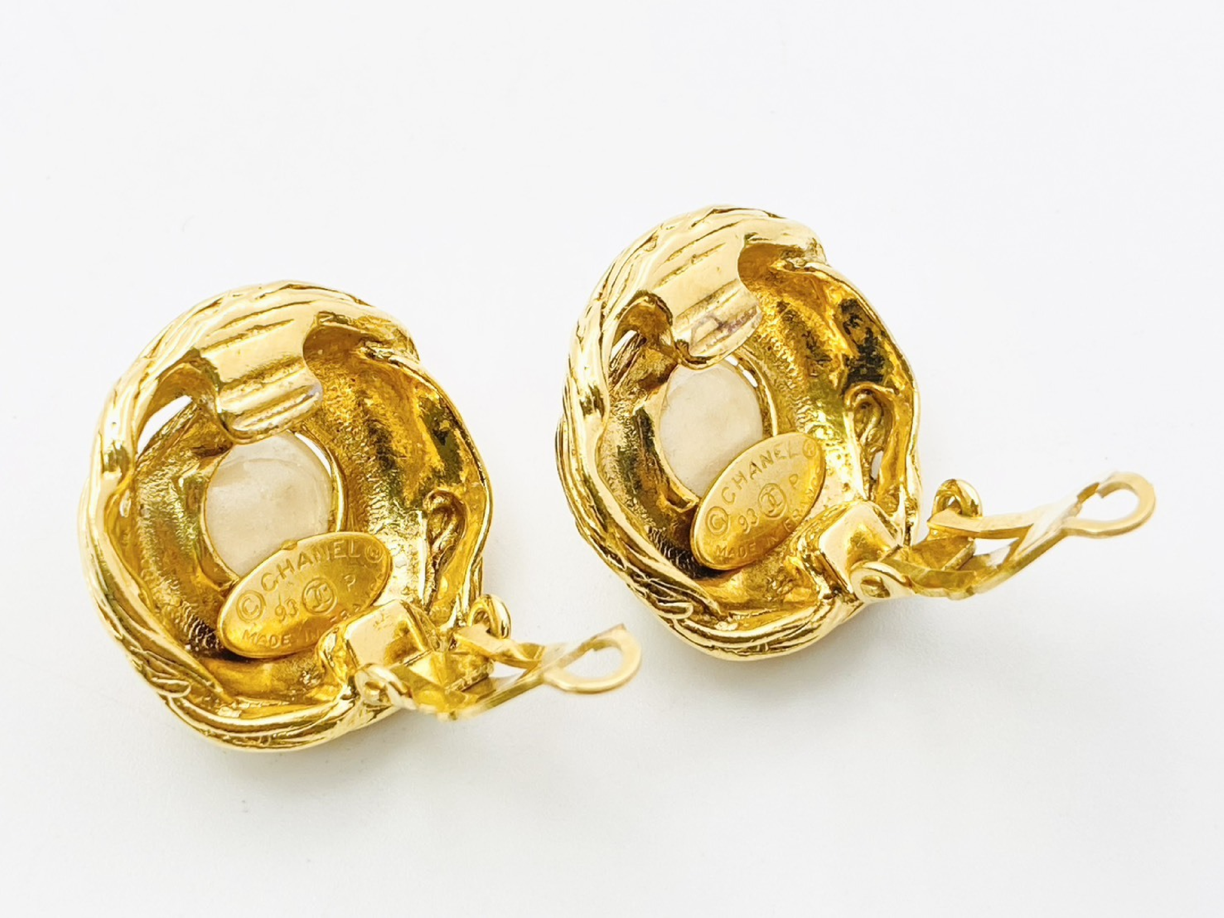 Faux Pearl Earrings 93P Gold Earrings — view 3