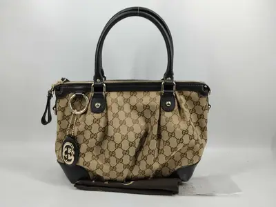 GG Canvas Diamante 2-way Handbag (247902 001998) - Shoulder strap not included.