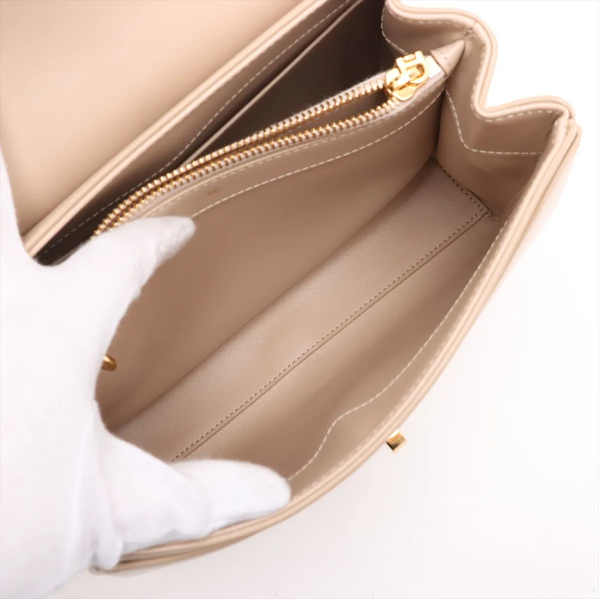 16saise small leather 2WAY handbag beige — view 8