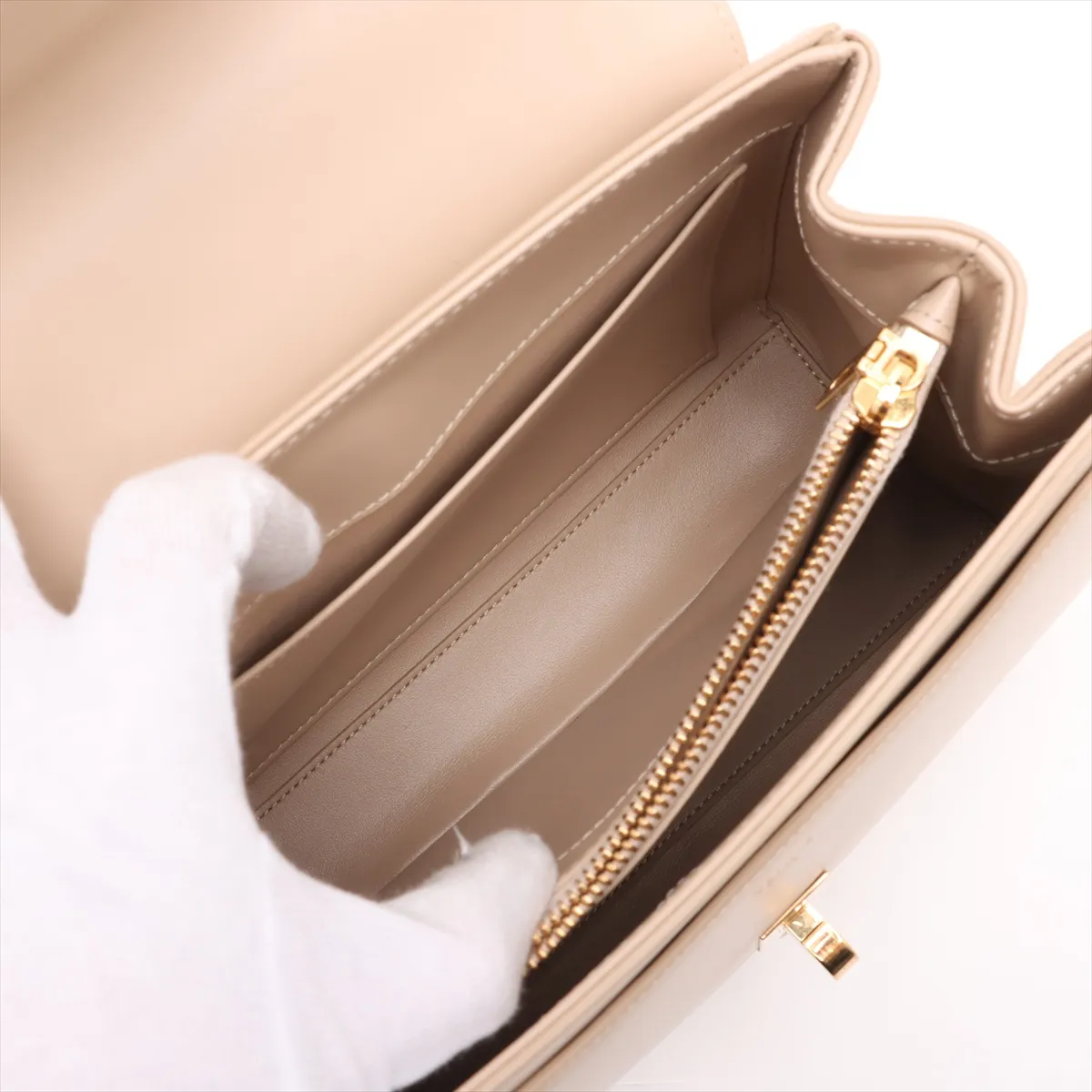 16saise small leather 2WAY handbag beige — view 9