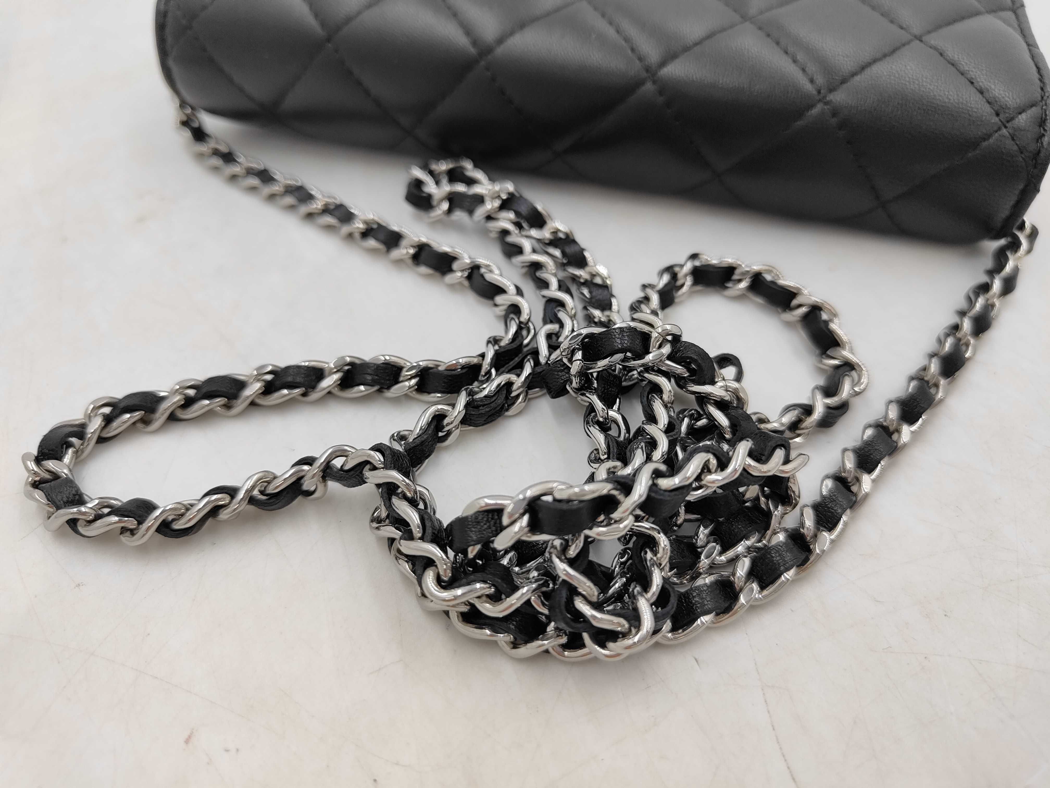 Chain Wallet Rhinestone Lambskin Random Plate Tag Shoulder Bag — view 3