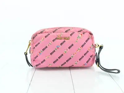 Logo floral pattern pouch
