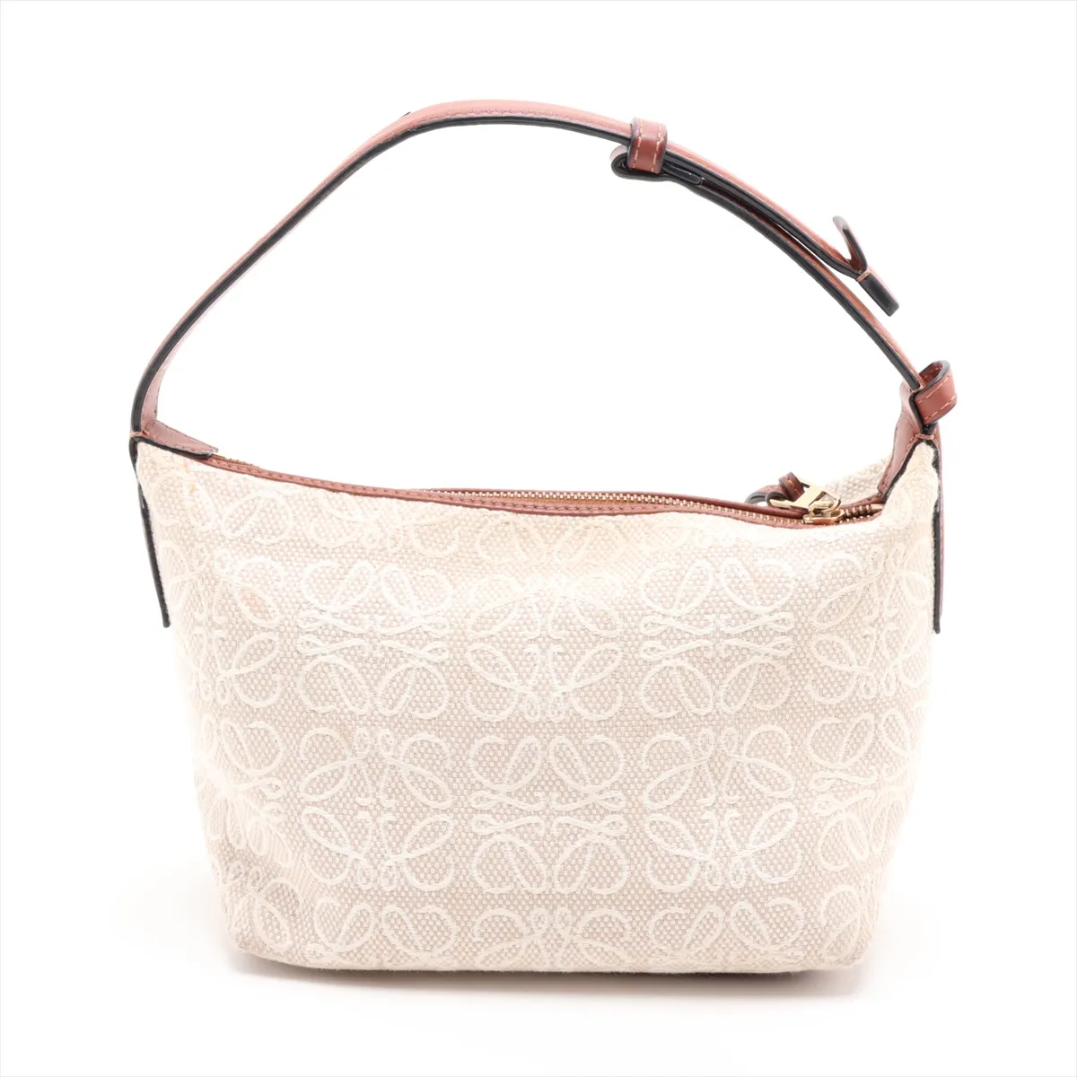 Repeat Anagram Cubie Canvas x Leather Handbag, Beige x Brown — view 2