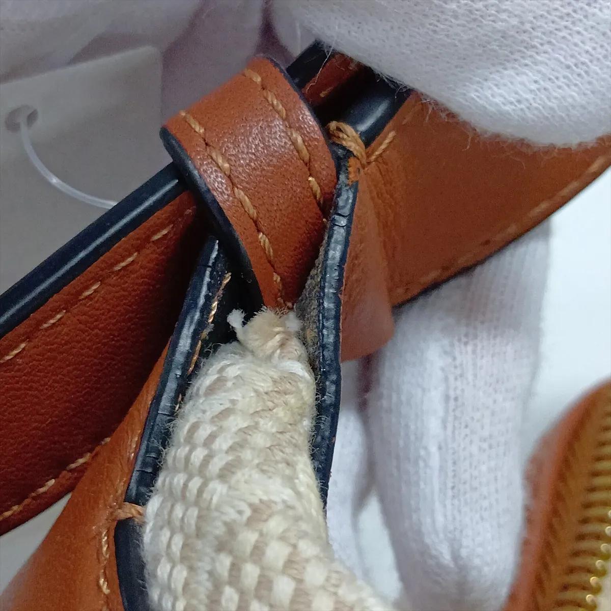 Repeat Anagram Cubie Canvas x Leather Handbag, Beige x Brown — view 11