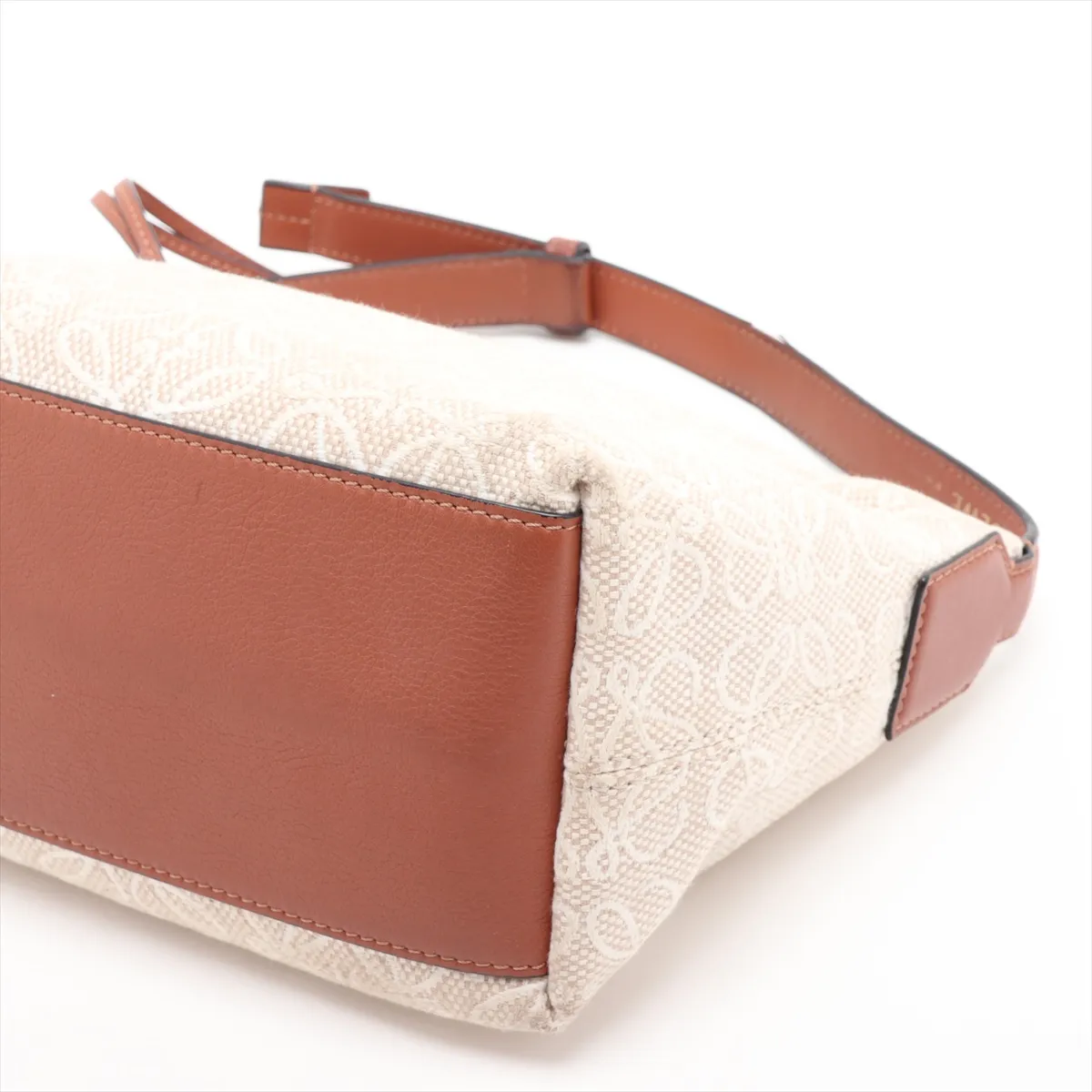 Repeat Anagram Cubie Canvas x Leather Handbag, Beige x Brown — view 3
