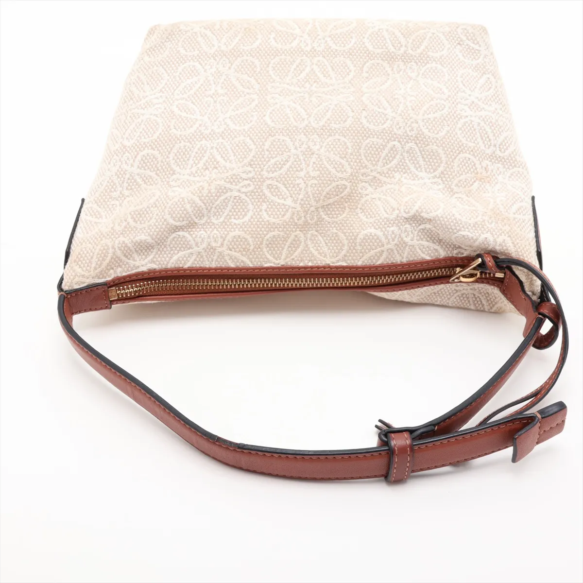 Repeat Anagram Cubie Canvas x Leather Handbag, Beige x Brown — view 5