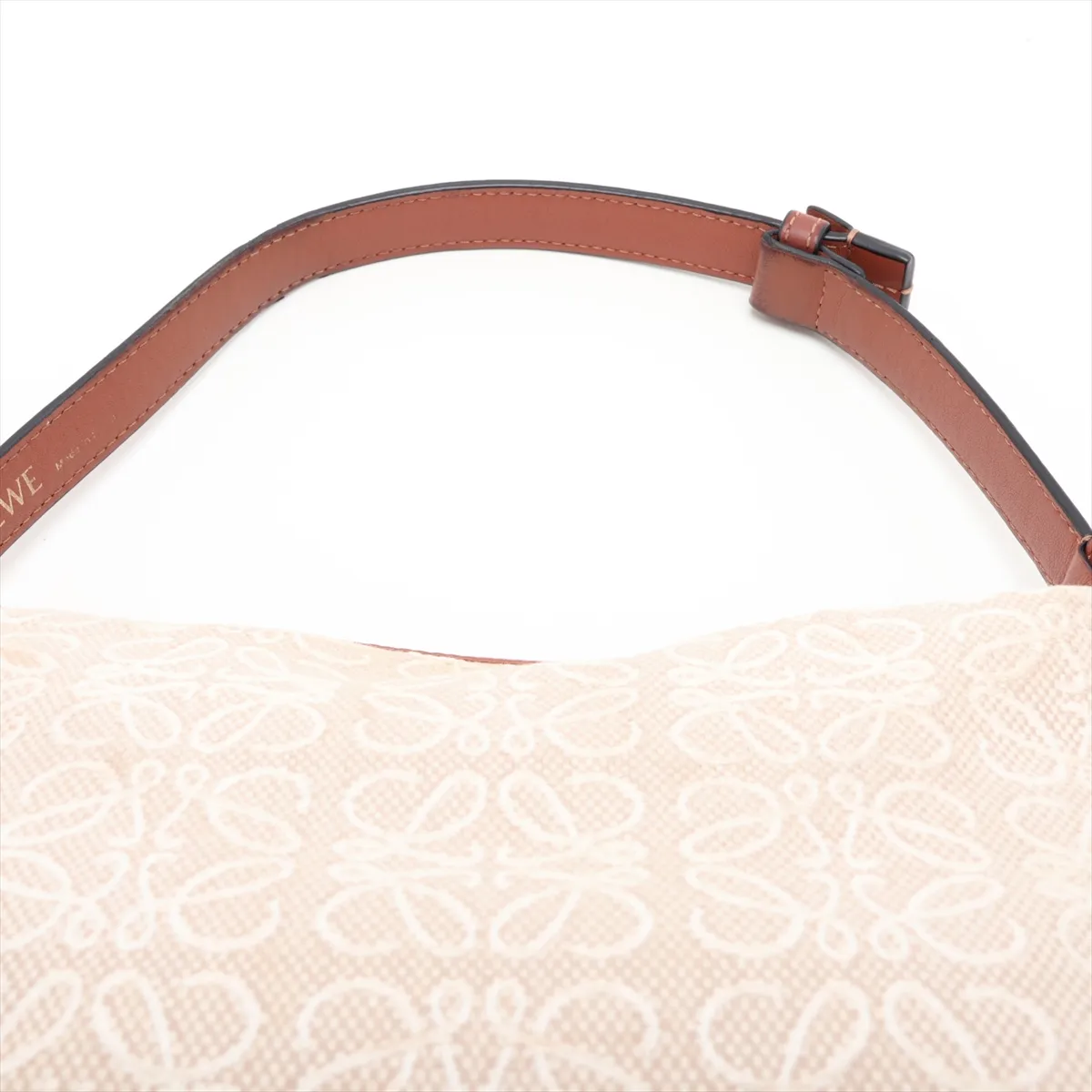 Repeat Anagram Cubie Canvas x Leather Handbag, Beige x Brown — view 6