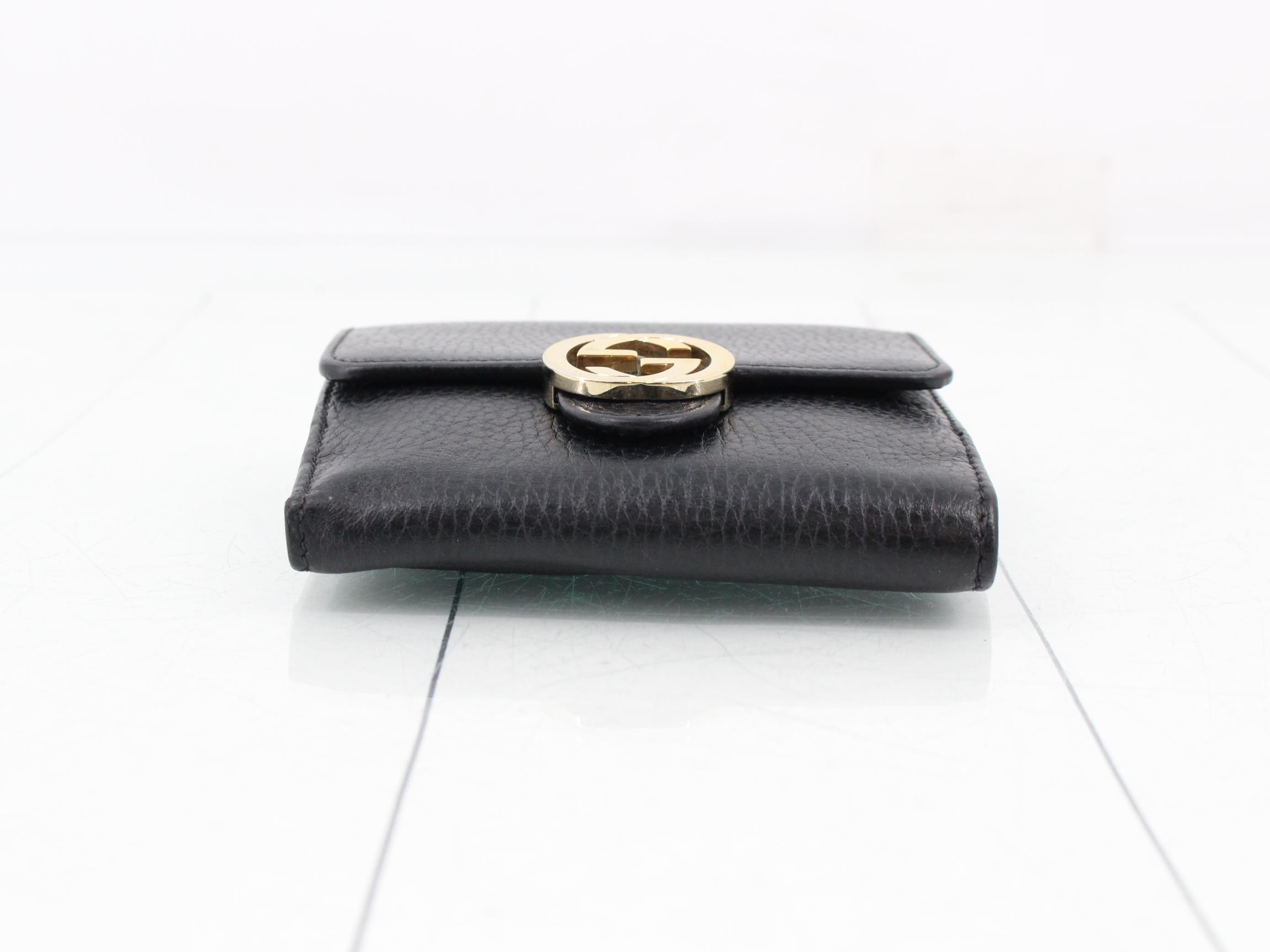 Interlocking Wallet, Compact, Leather, Black, 615525 — view 3