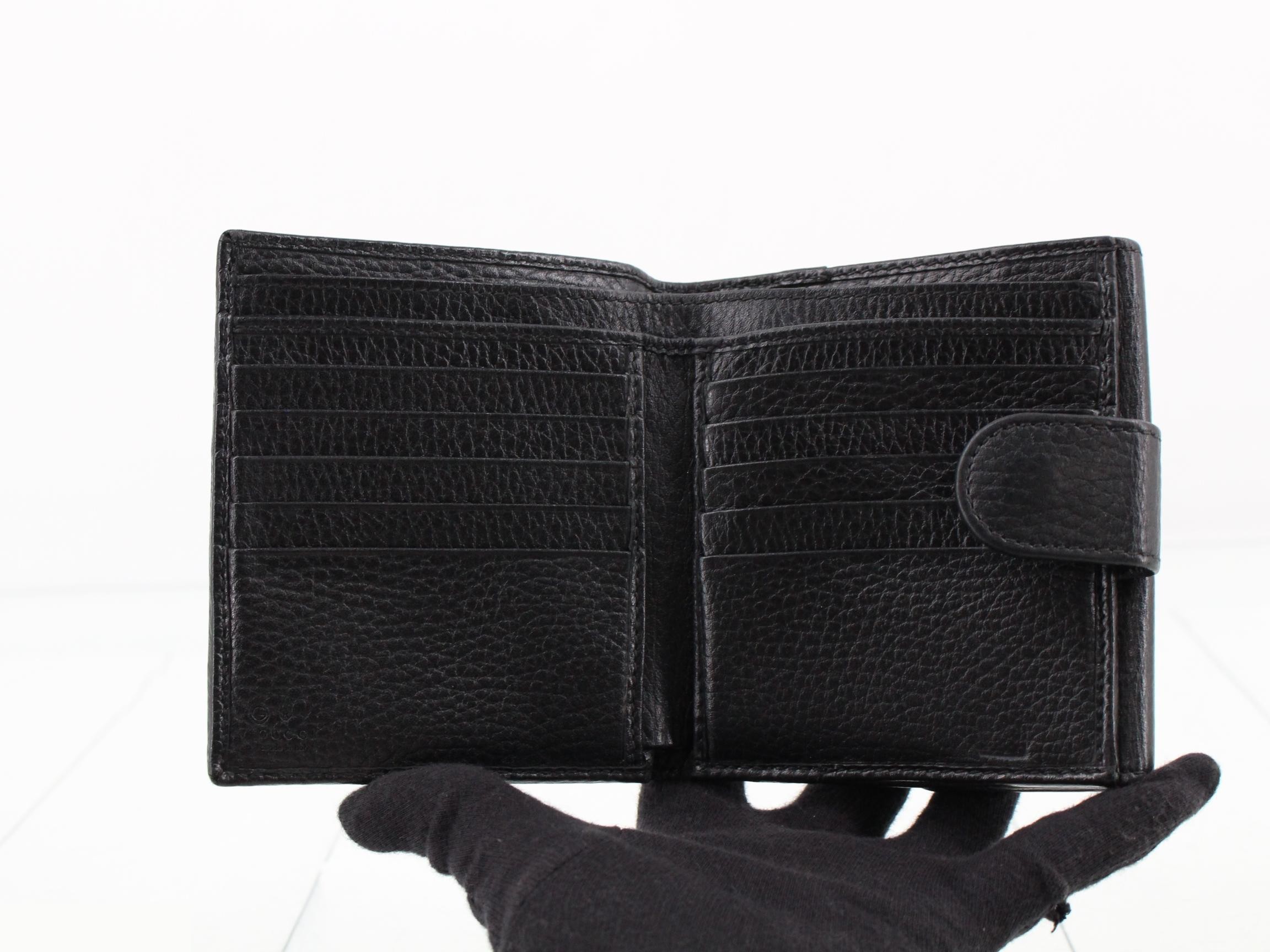 Interlocking Wallet, Compact, Leather, Black, 615525 — view 4