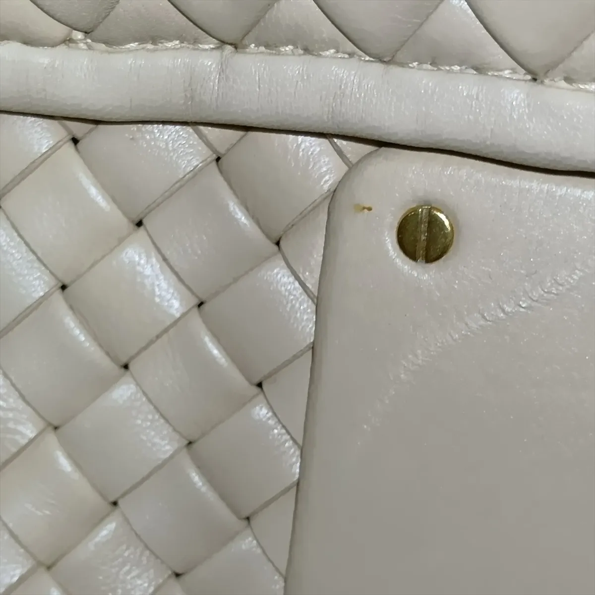 Intrecciato Leather Tote Bag, Beige — view 11