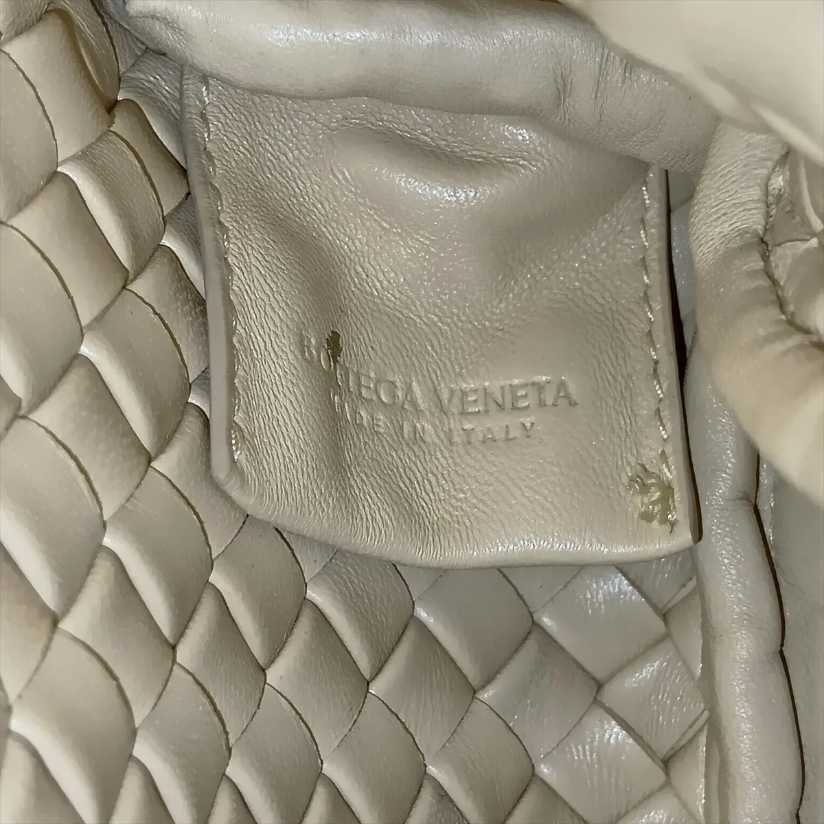 Intrecciato Leather Tote Bag, Beige — view 12